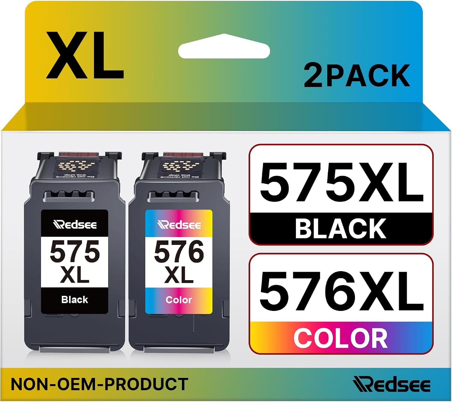 PG-575XL CL-576XL Multipack Cartuchos de Tinta Reemplazo para Canon 575 576 XL para Canon Pixma Impresora TS3550i TS3551i TR4750i TR4751i, 2 Pack (Negro, Color)