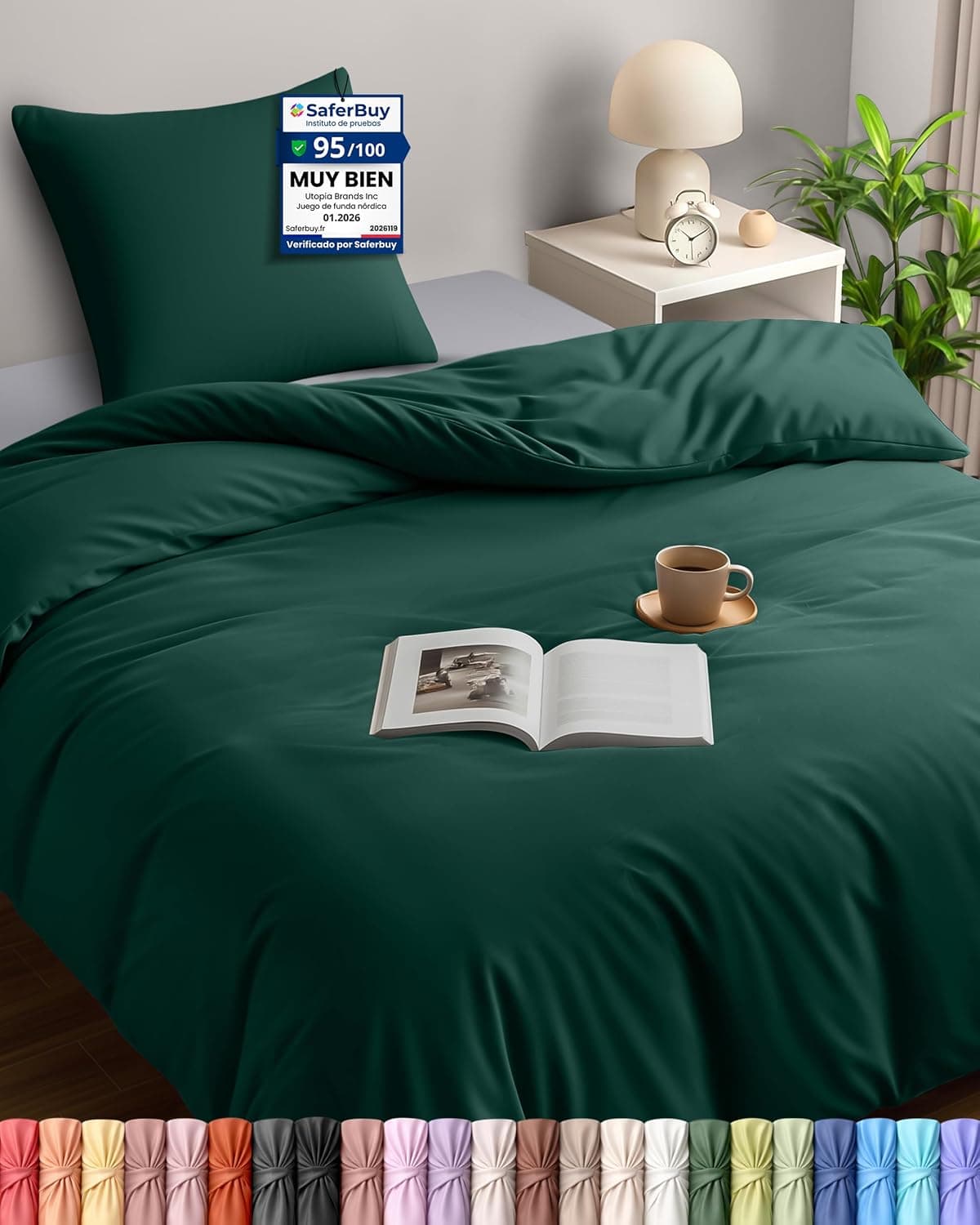 Utopia Bedding Funda Nordica Cama 90 135x200, Esmeralda