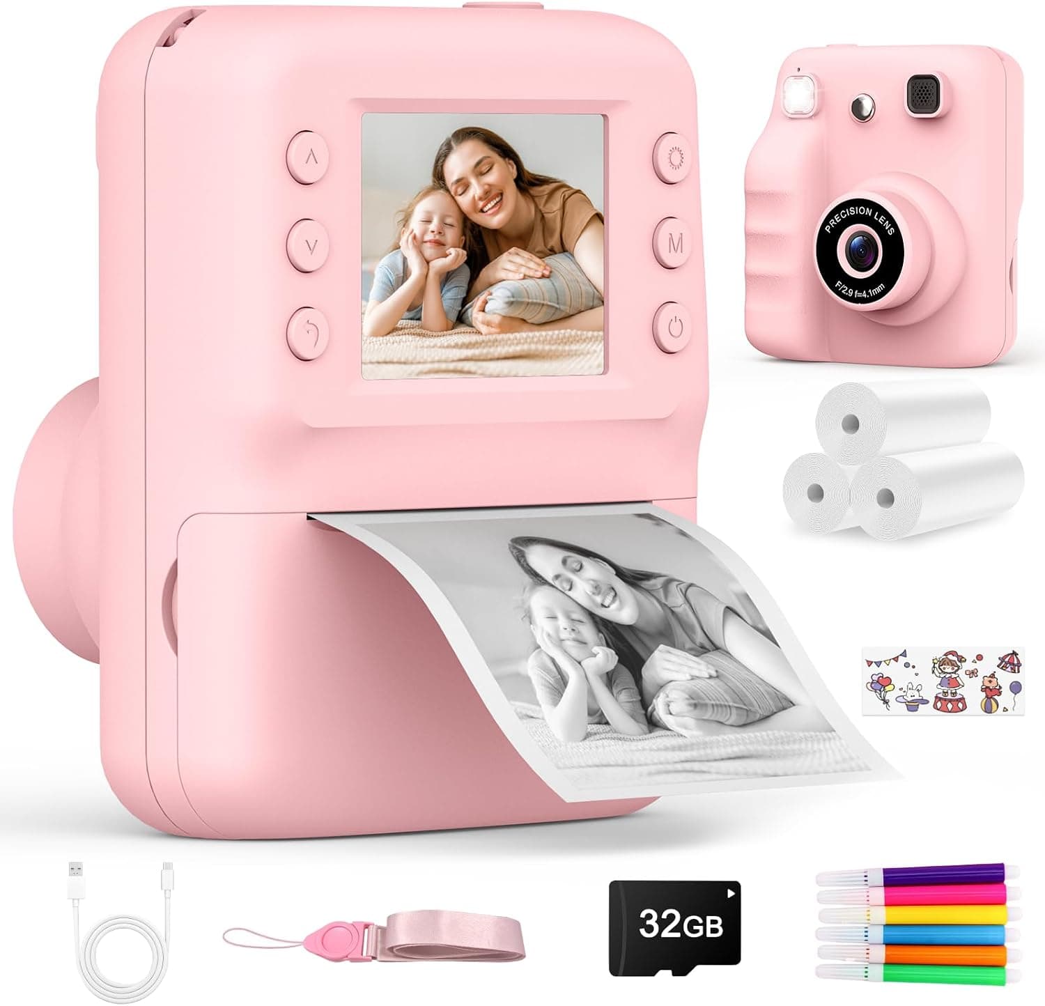 Cámara de Fotos Infantil Instantánea con Impresora y Pantalla 2,4" HD