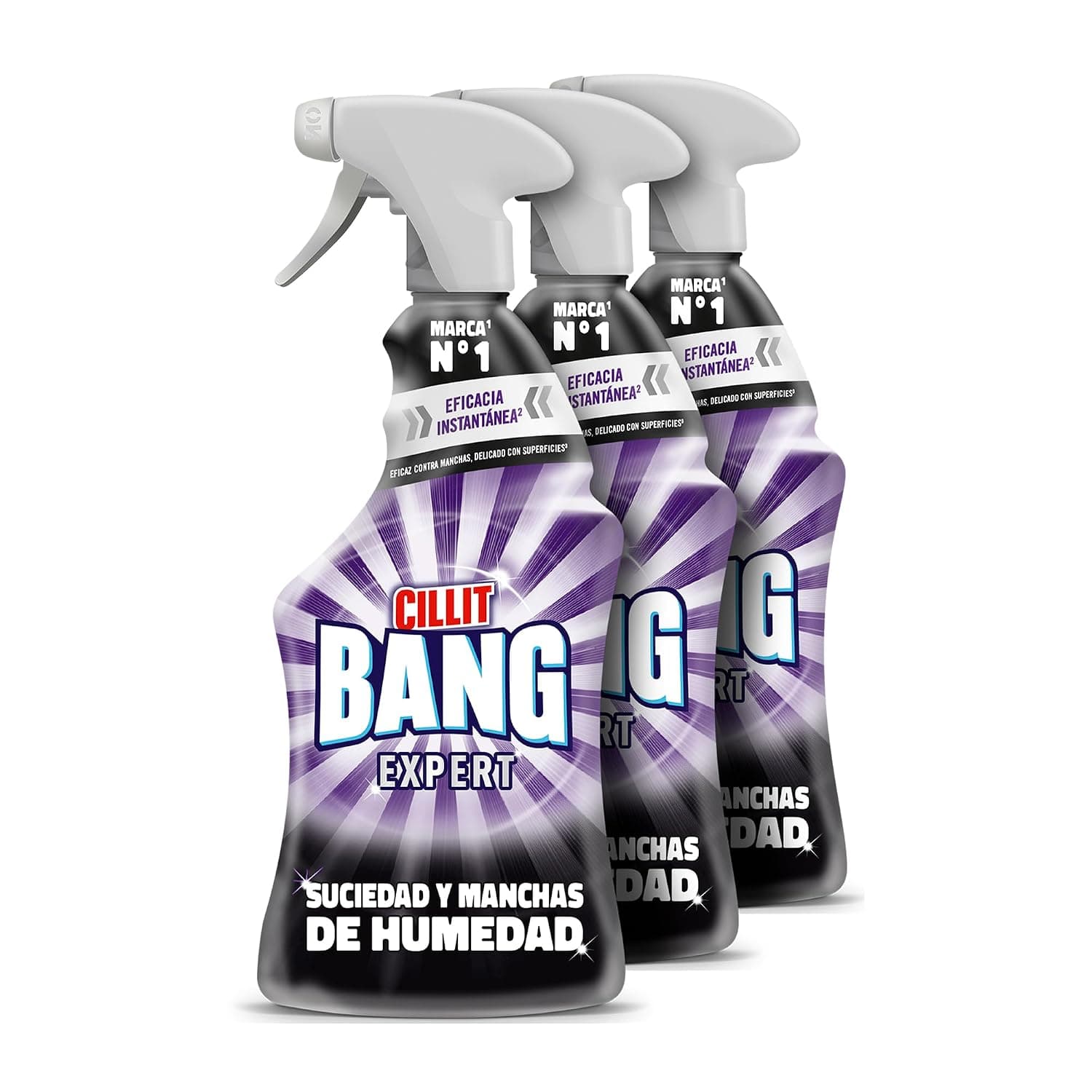 Cillit Bang Manchas de Humedad y Suciedad, potente limpiador juntas negras, baño, cocina, Pack de 3 x 750 ml, total 2.25 L, El embalaje puede variar