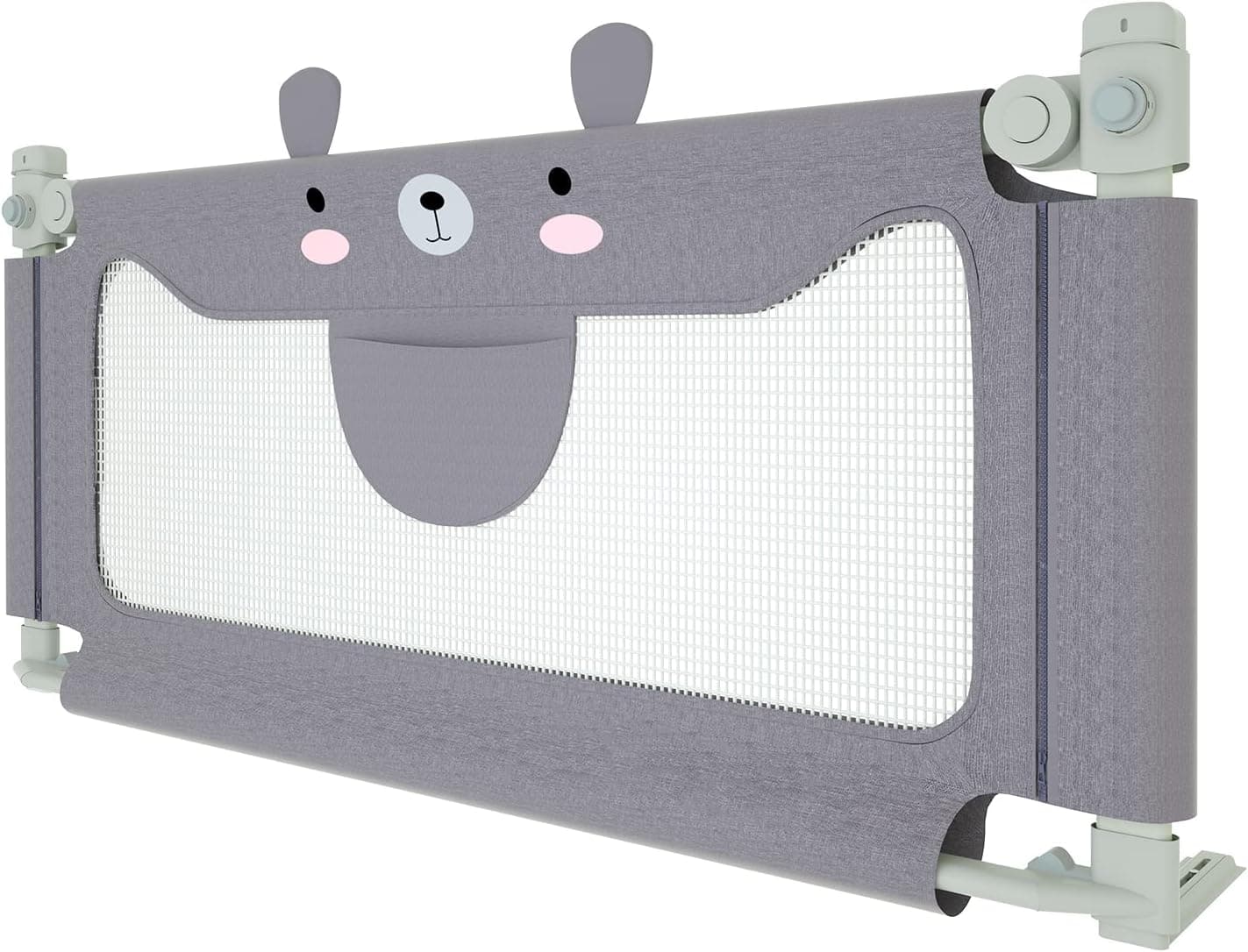 UISEBRT Barrera de cama infantil de 200 cm, protección contra caídas para niños, altura ajustable, barrera para cama y cuna, gris