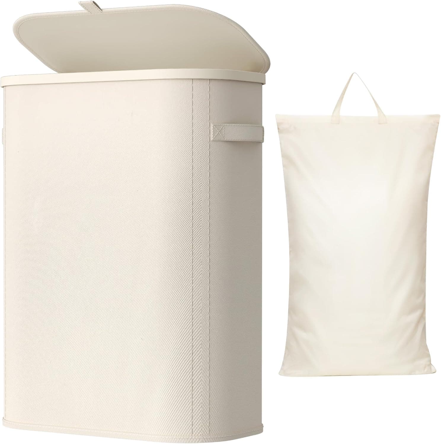 Lifewit Cesto Ropa Sucia, Cesta Ropa Plegable con Bolsa Extraíble y Asa, Cubo Ropa Sucia con Tapa, Laundry Basket para Dormitorio, Baño, Lavandería, Dormitorio, 55 L, Blanco