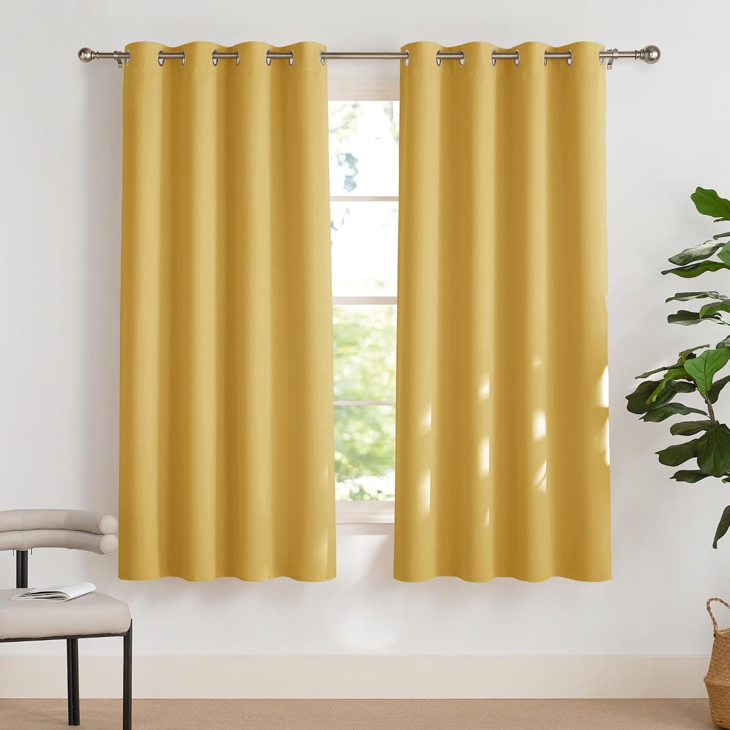 PONY DANCE Cortinas Opacas y Termicas Aislantes para Cocina,2 Piezas