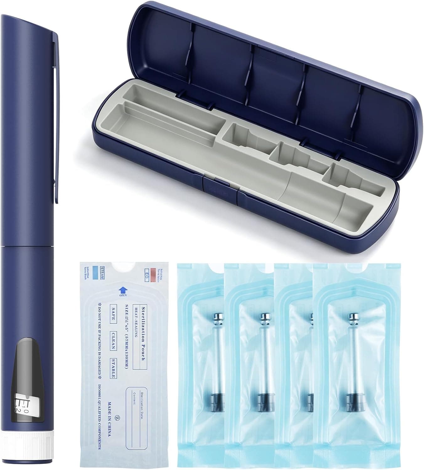 Pluma de Insulina Recargable, 1–80 Unidades, para Cartuchos de 3 ml, Azul
