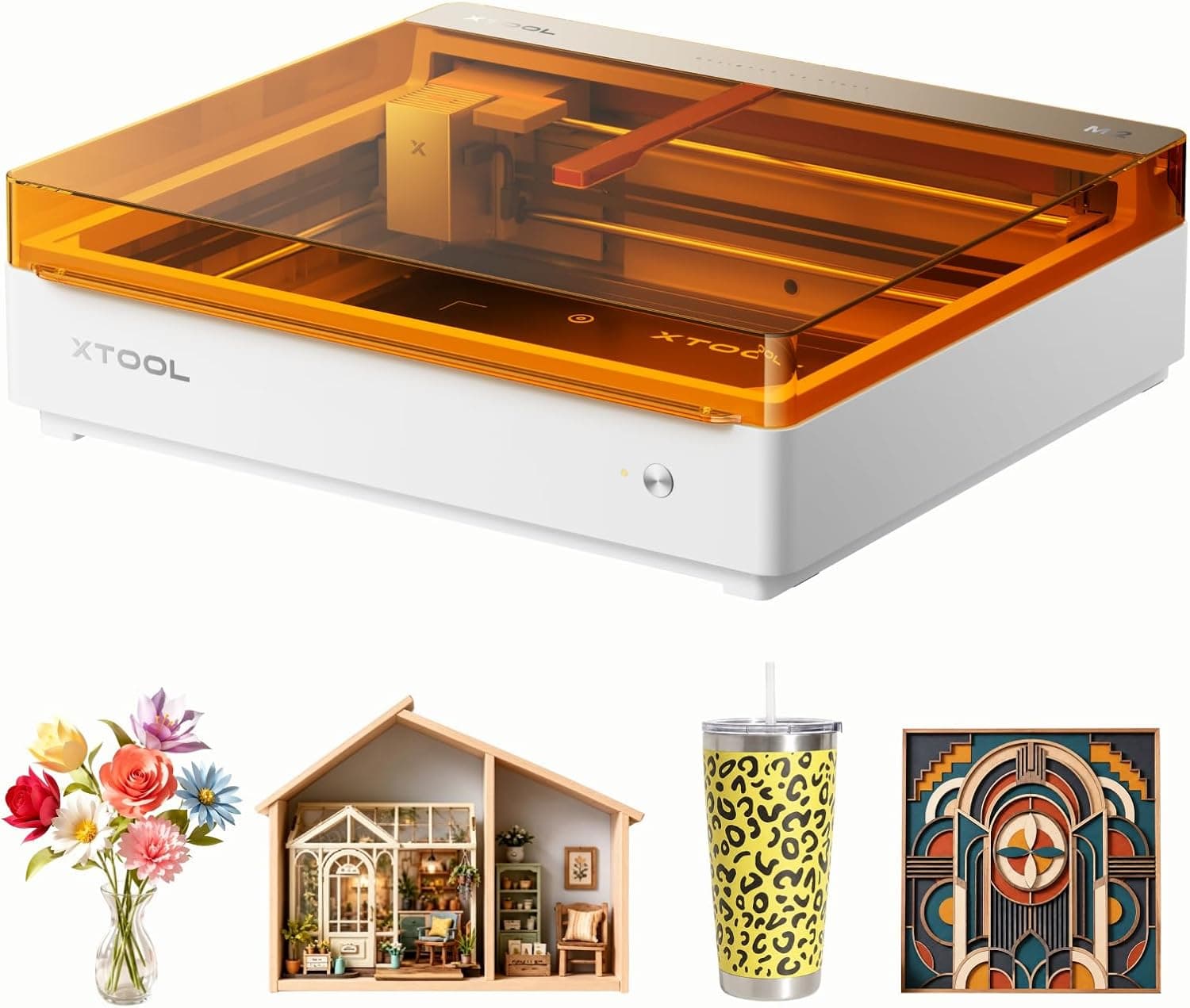 xTool M2 Grabadora Láser 10W con Doble Cámara Integrada, Máquina de Grabado Láser Cerrada Clase 1 per Acrílico, Madera, Cuero y Contrachapado, Máquina de Manualidades DIY para Principiantes