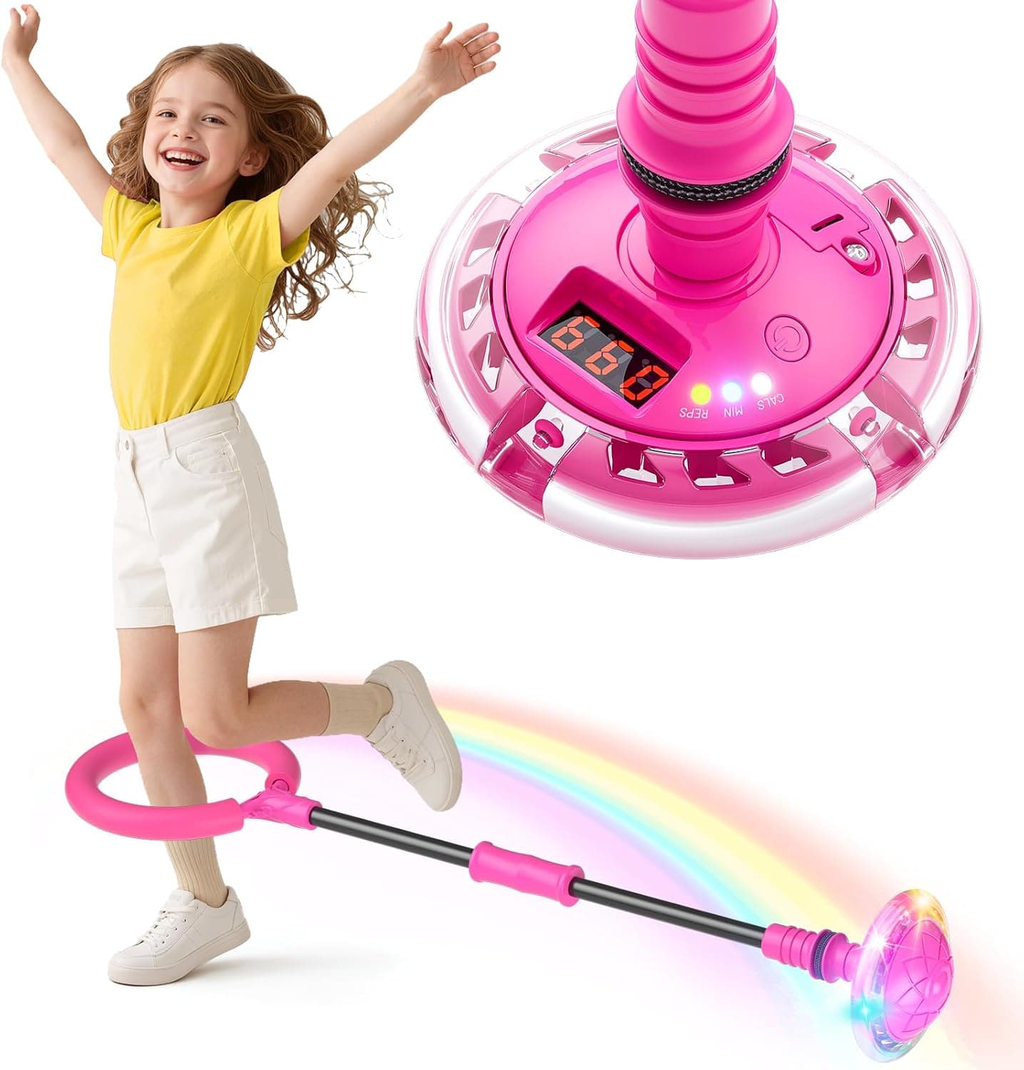Bola de Salto con Luz Niñas, Regalo Juguete Niñas 5 6 7 8 9 Años (Rosa)