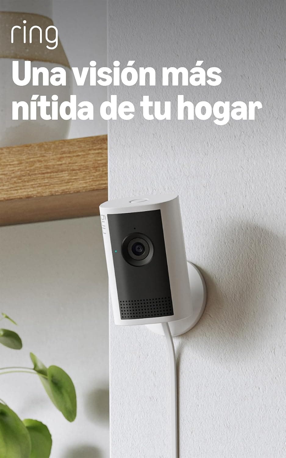 Ring Cámara interior Plus (Indoor Camera Plus, última generación) | Cámara de seguridad, enchufe | Retinal 2K, cubierta manual del objetivo | Prueba gratuita de 30 días del plan de suscripción Ring