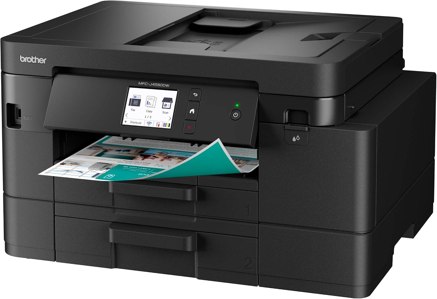 Brother MFCJ4550DW Impresora Multifunción de Tinta, LAN, WiFi, WiFi Direct con Altas Prestaciones, Dúplex y Gran Capacidad de Papel, Negro