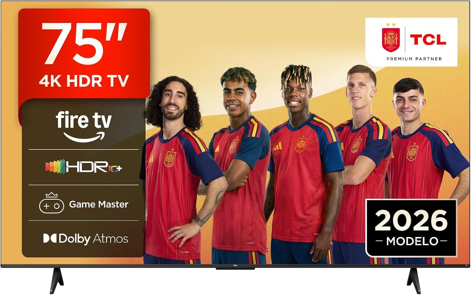 TCL 75V6D Televisor 75 Pulgadas 4K UHD Smart TV, Fire TV, Alexa Integrado, Dolby Vision & Atmos, Game Master, HDR10+, Control por Voz