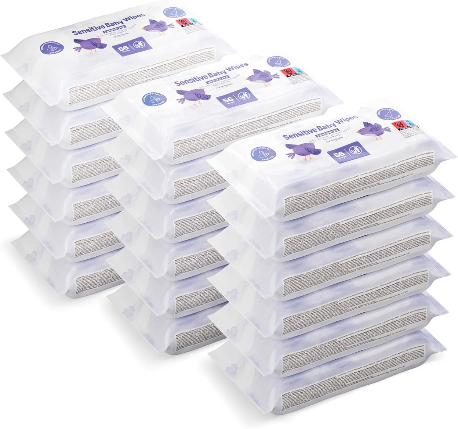 by Amazon Toallitas suaves para bebé, 1008 toallitas, sin perfume, 18 paquetes de 56