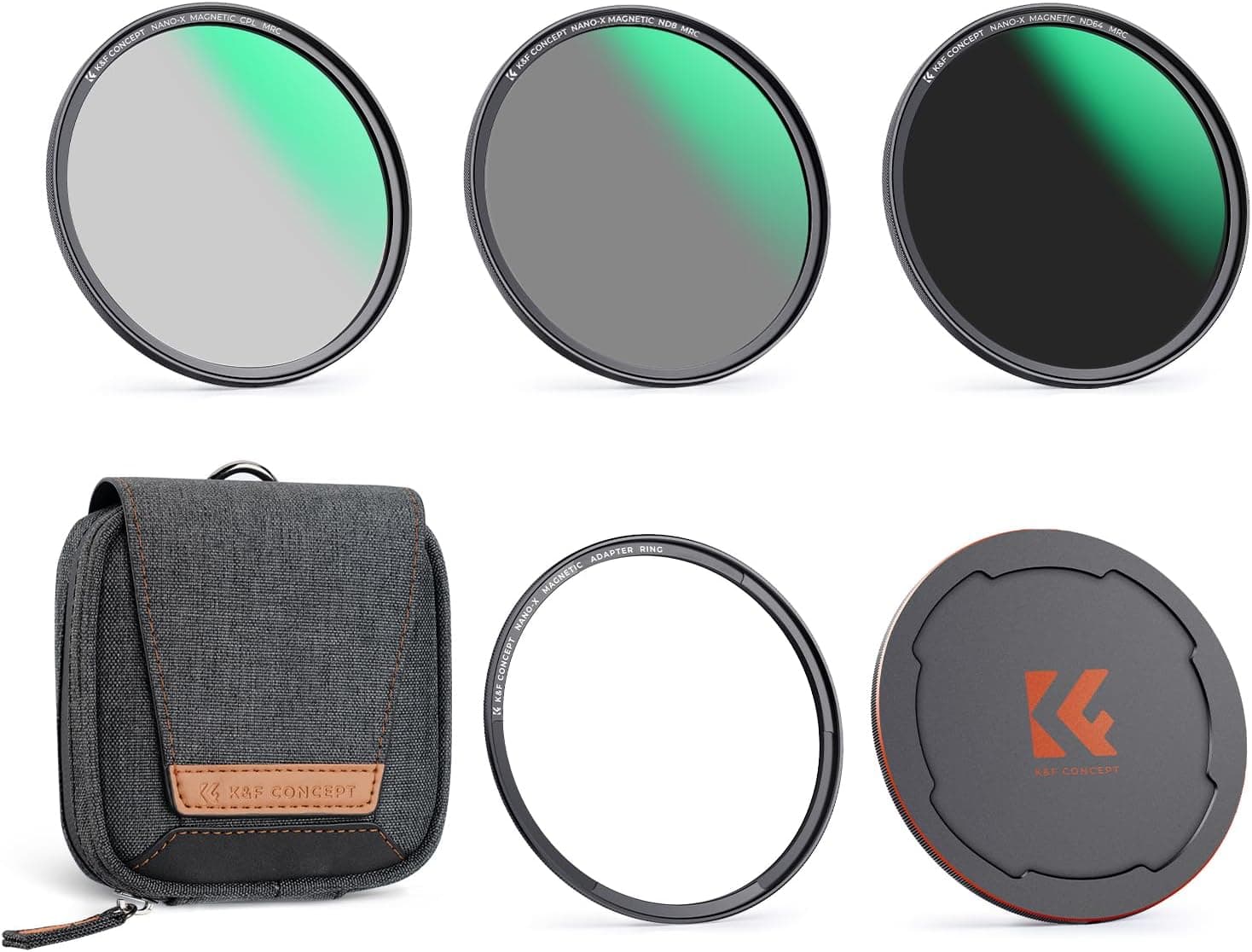 K&F CONCEPT Nano-Xcel 82mm Kit de Filtro Magnético CPL+ND8+ND64+Tapa