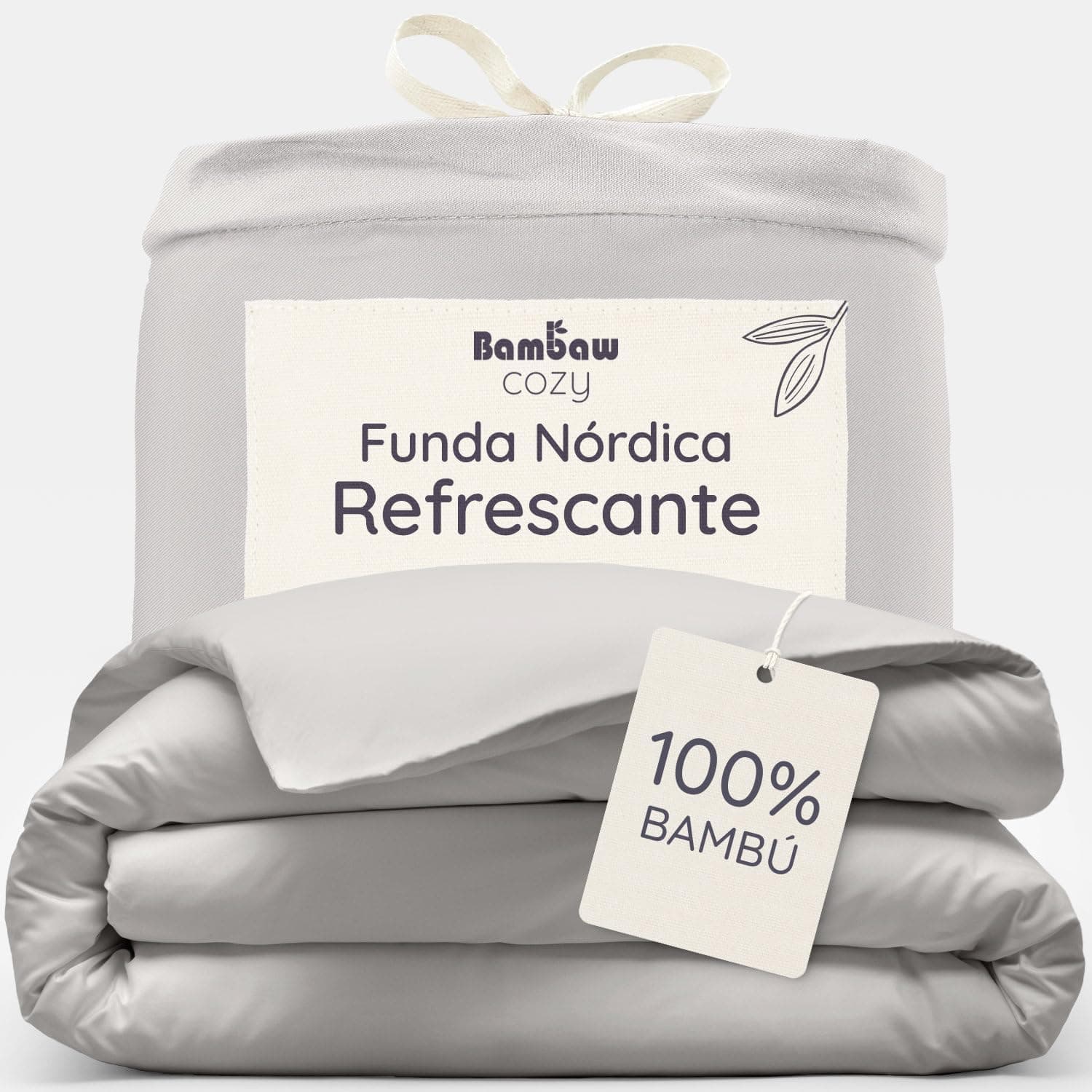 Bambaw Funda Nordica 135x200 Bambu, Sabanas Cama 90 Antiacaros, Funda Edredon Bambu Suave e Hipoalergénica, Sabanas Refrescantes Verano e Invierno Termorreguladoras (Gris)