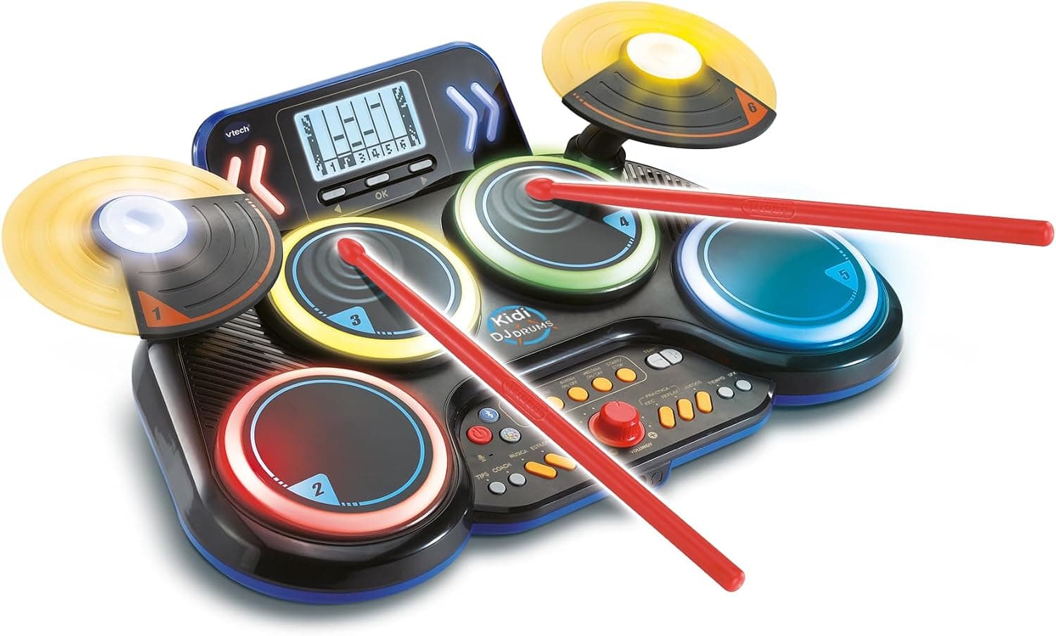 VTech - Kidi DJ Drums, Batería electrónica para niños 10 en 1