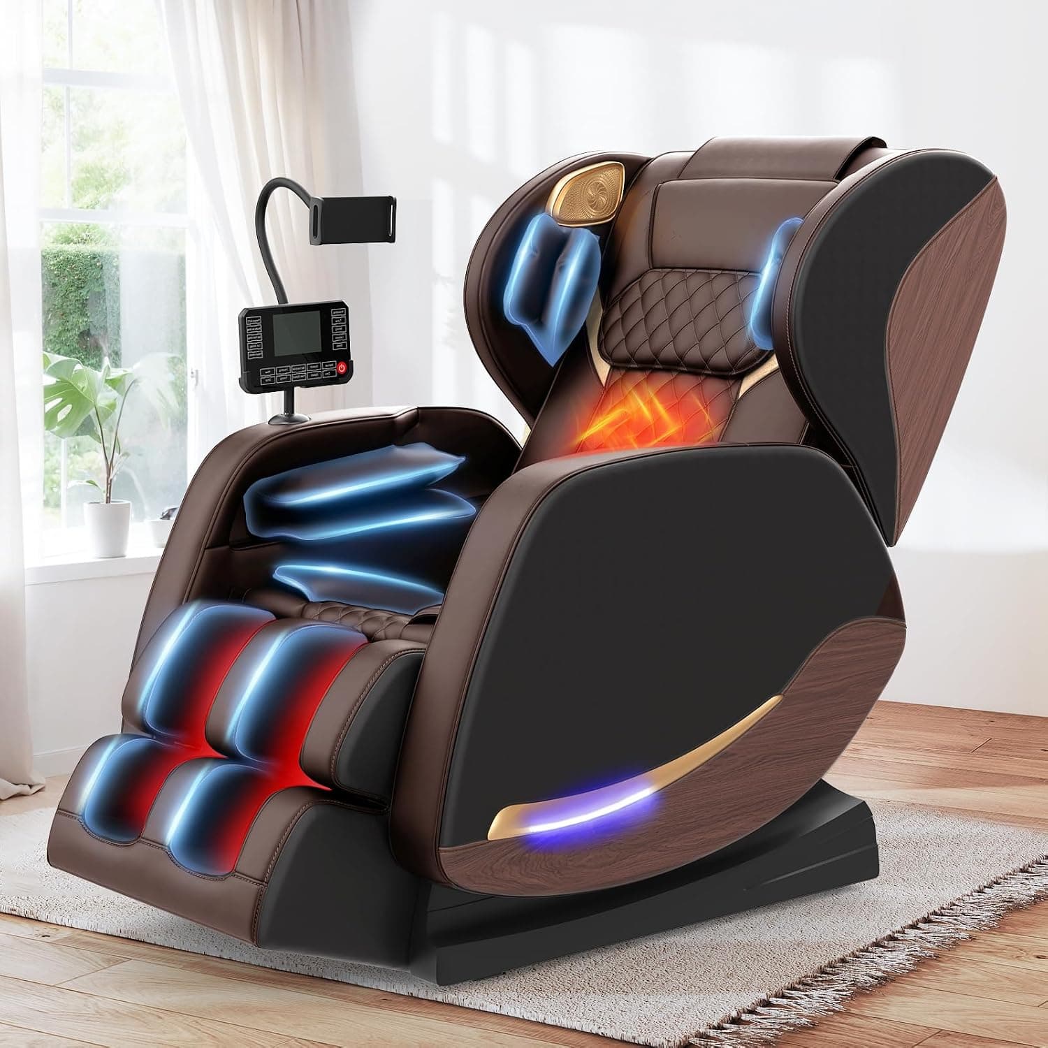 sillón masaje reclinable de cuerpo completo con 14 rodillos de masaje