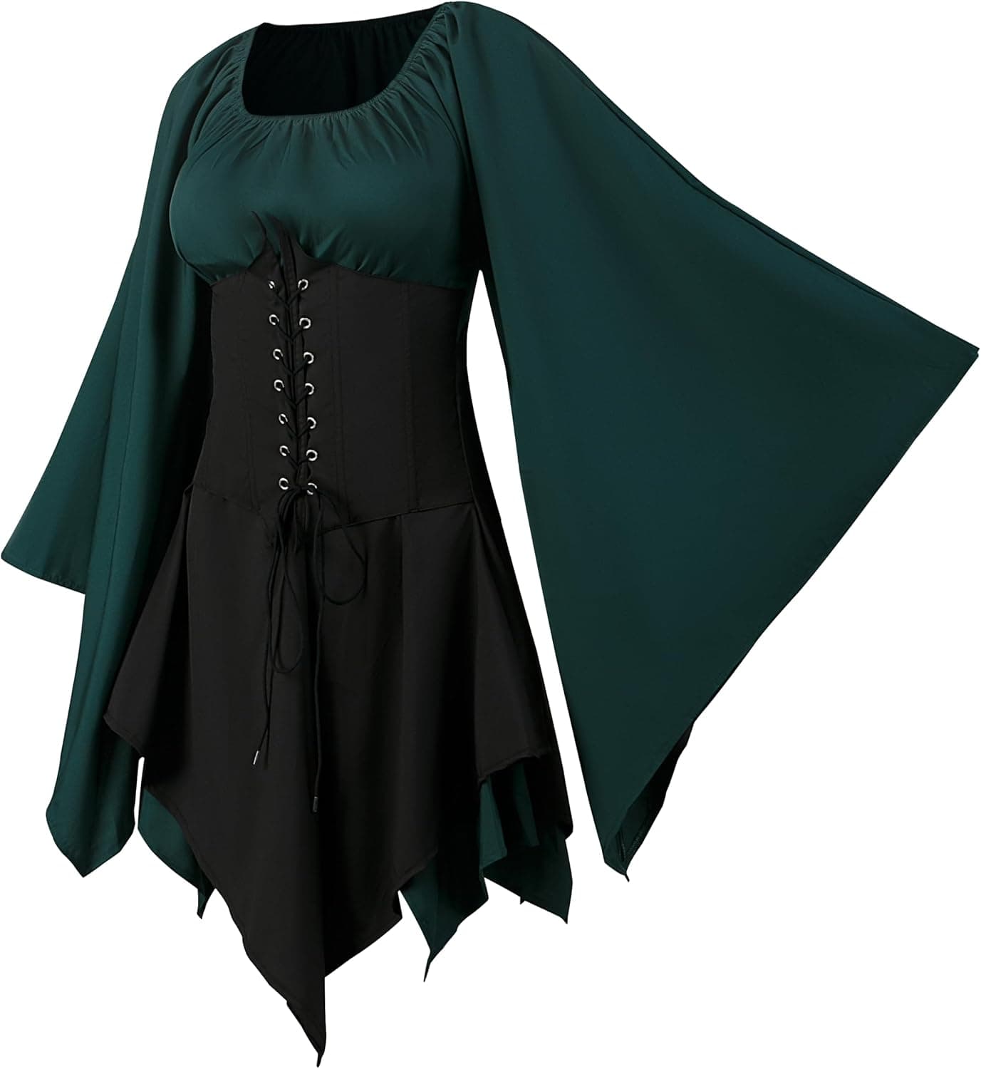 Disfraz renacentista para mujer, vestido medieval con mangas de trompeta, gótico, vestido maxi para carnaval, Halloween, fiesta