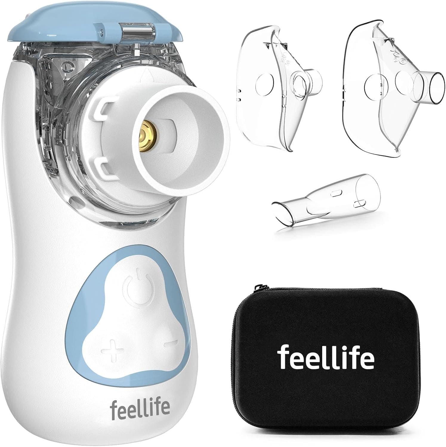 FEELLIFE Nebulizador Portatil Silencioso Tipo C Recargable, Nebulizador Bebés y Adultos Tasa de Atomización Ajustable, Nebulizador para Alivio de la tos, Rinitis y Síntomas Respiratorios