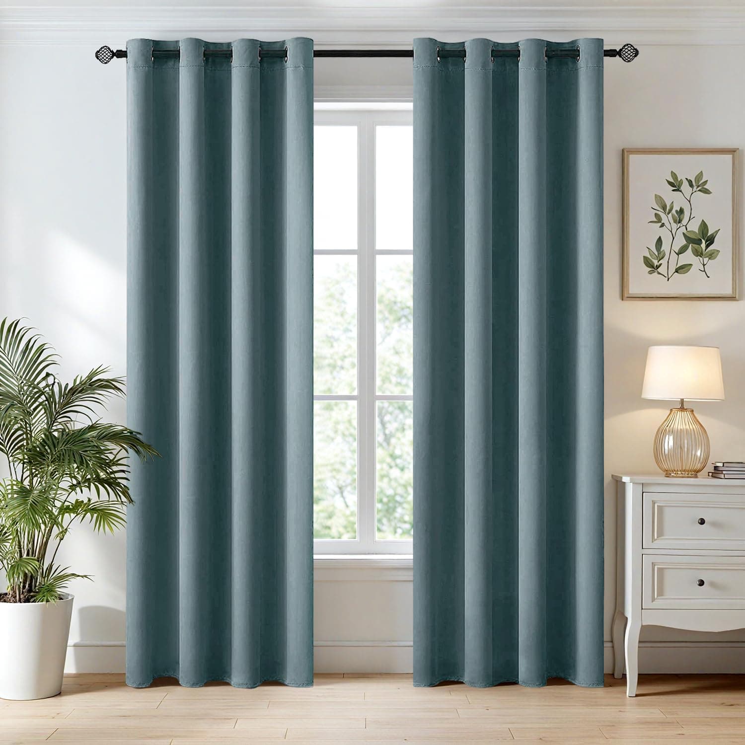 MIULEE Cortinas Opacas Termicas Ojales Salon Dormitorio 2Pz 140x225cm Azul