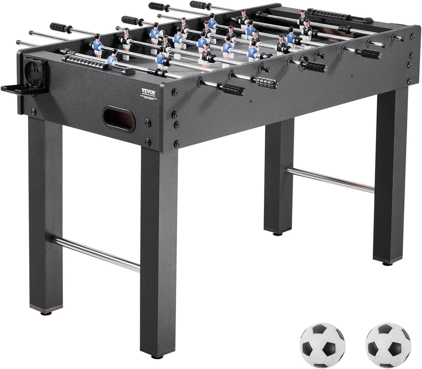 VEVOR Mesa de Futbolín, Tamaño Estándar, Ideal para Interiores, Hogar, Familia y Sala de Juegos, Juego de Fútbol Resistente, Incluye 2 Pelotas, Marcador y 2 Portavasos, 1212 x 610 x 838 mm, Negro