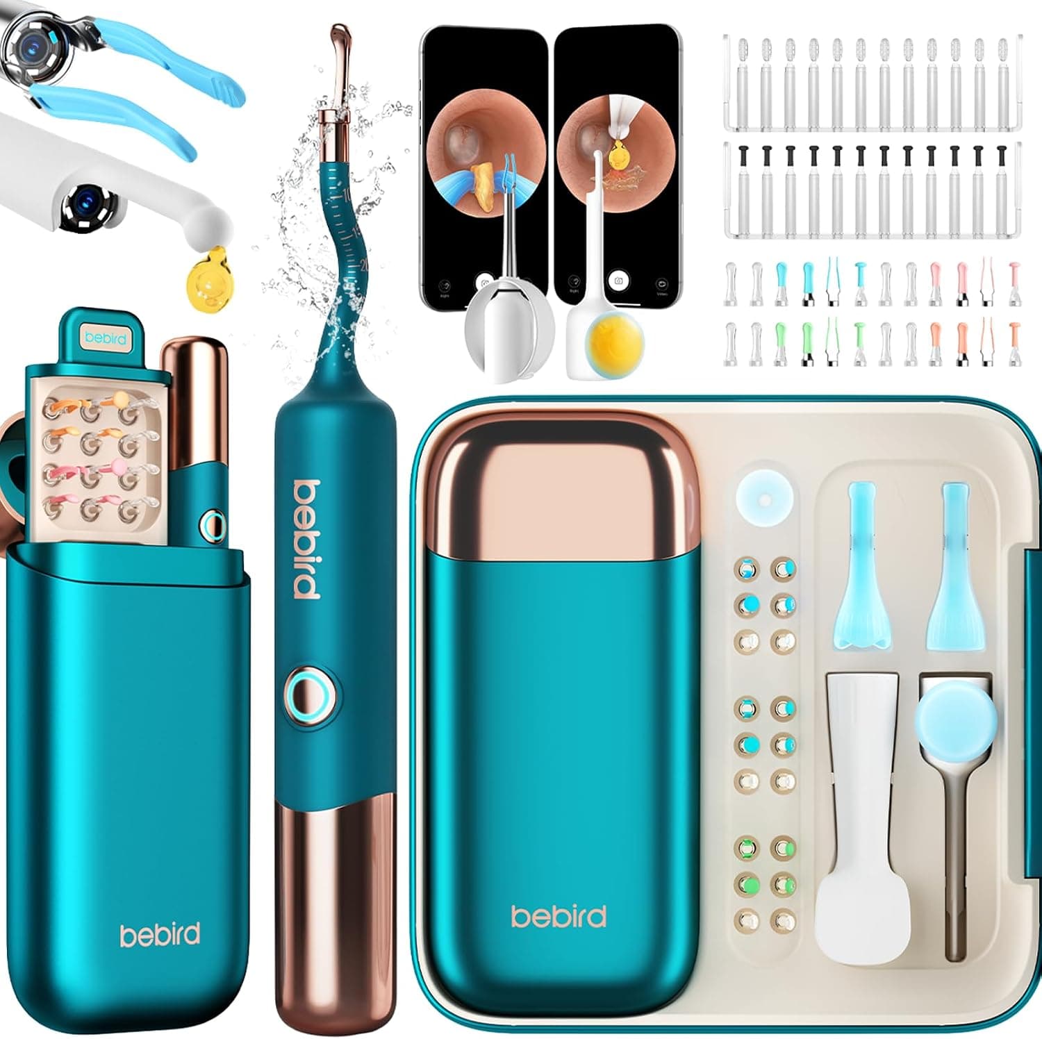BEBIRD EarSight Ultra 5G - Limpiador de oídos y dispositivo de cuidado con cámara otoscópica flexible, juego de 30 accesorios para el hogar