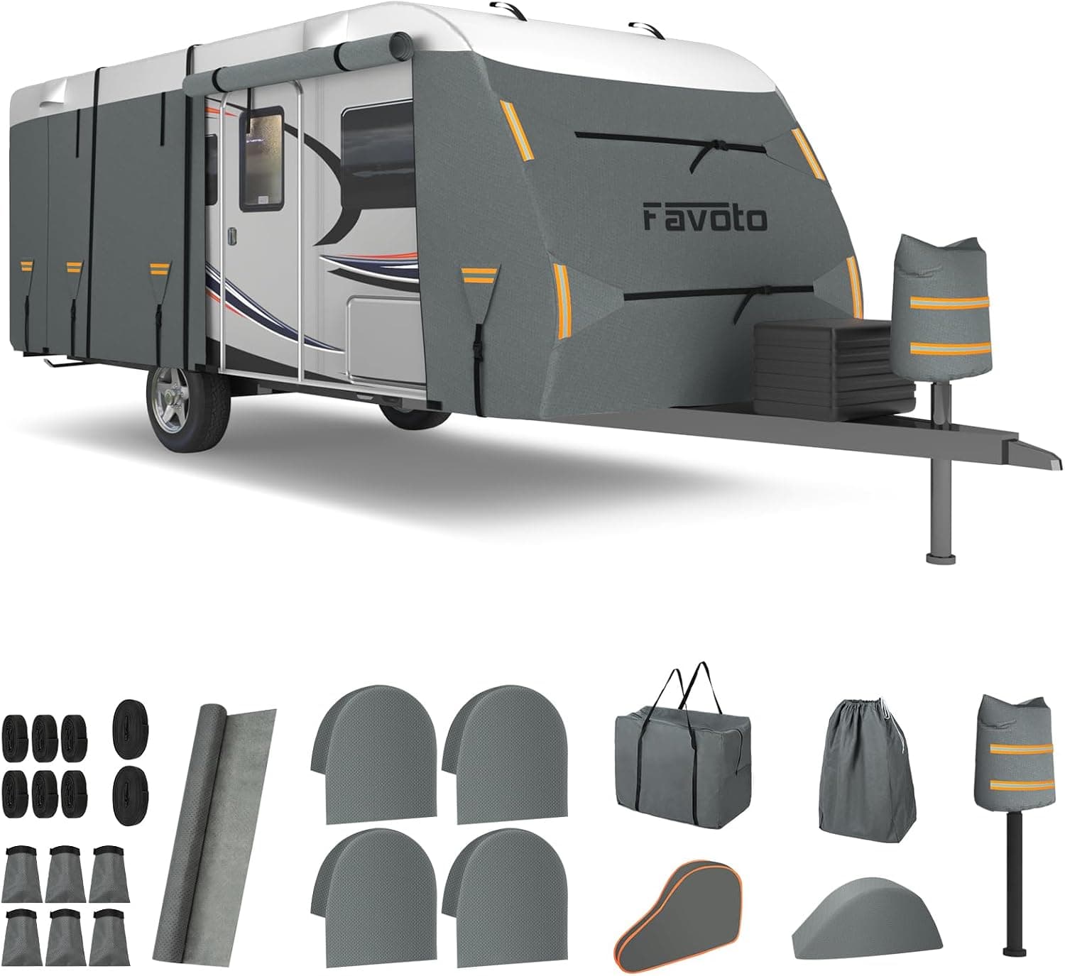 Favoto Funda Caravana Transpirable Exterior - Lona para Caravana Cubierta Protectora 420D Oxford Cortaviento Transpirable Antipolvo Protección UV Verano Invierno 660x220x250cm