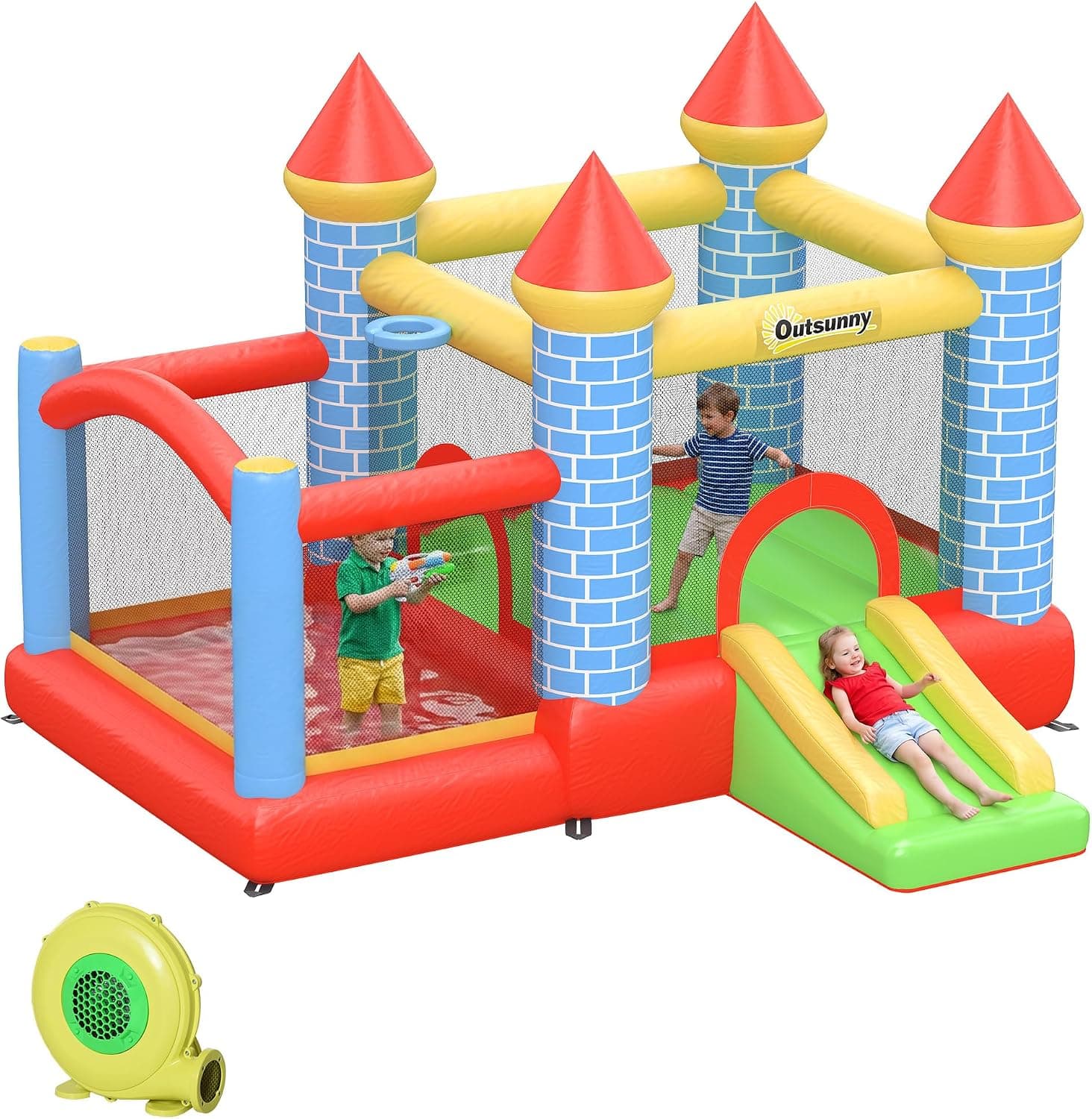 Outsunny Castillo Hinchable para Niños Tobogán 280x260x210 cm Multicolor