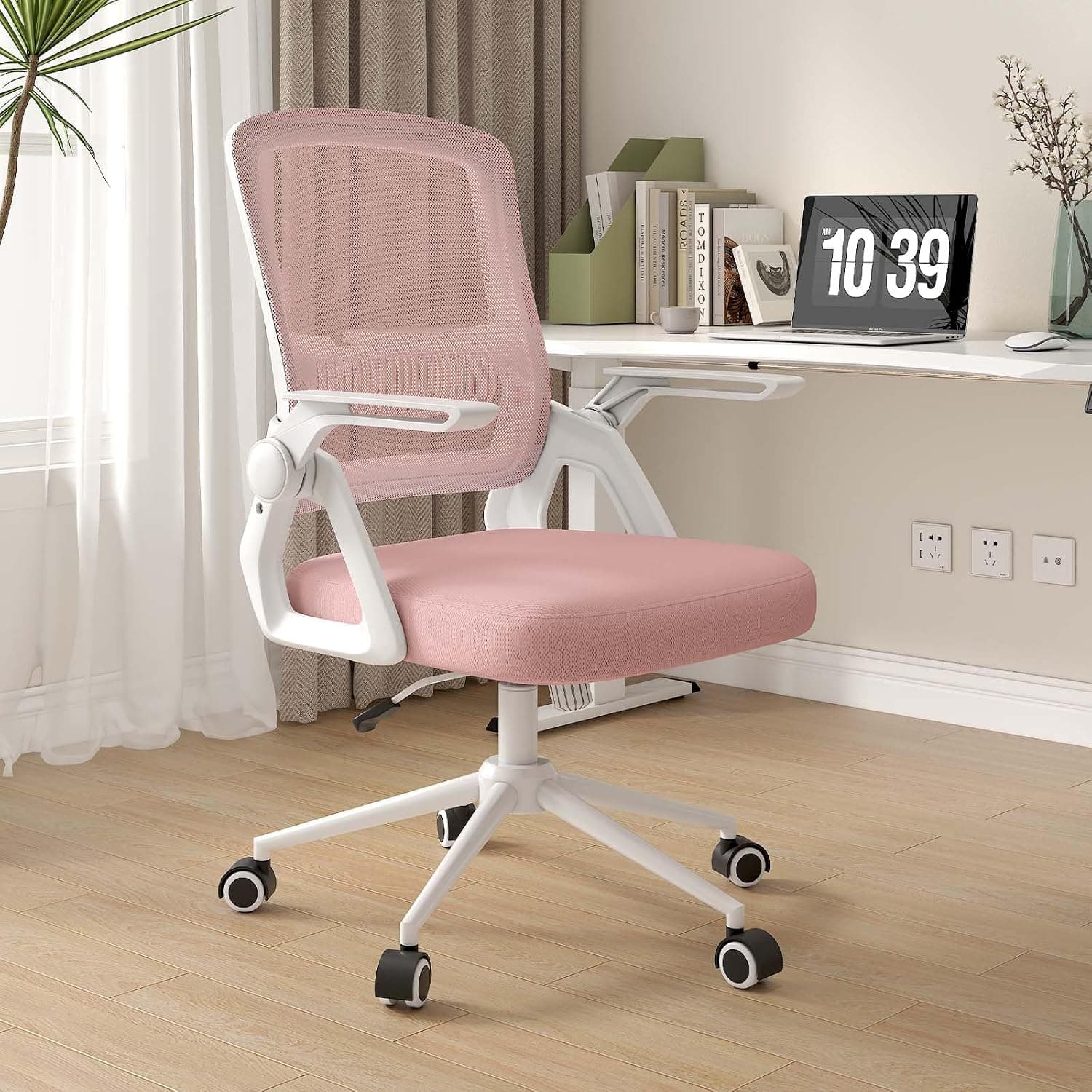 naspaluro Silla Escritorio Ergonómica Rosa para Hogar y Oficina