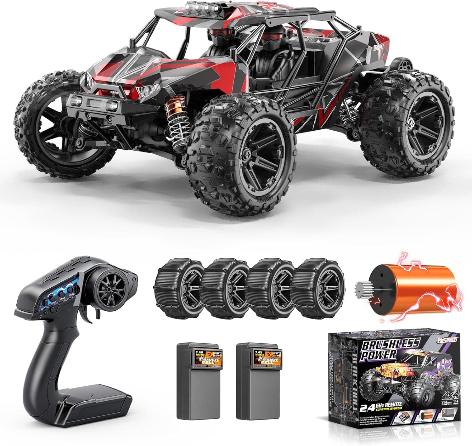 Coche Teledirigido adulto Brushless 1:14,RC Car Velocidad Máxima 70 km/h