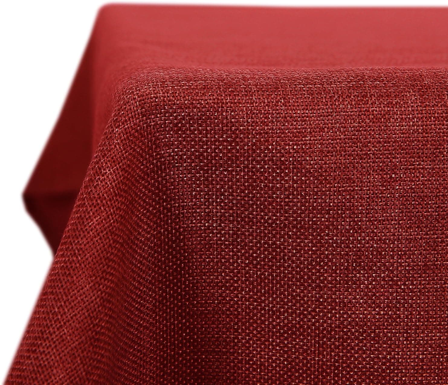 Deconovo Mantel de Lino Suave, Impermeable, Rectangular, Antimanchas, 132 x 229 cm, Color Rojo