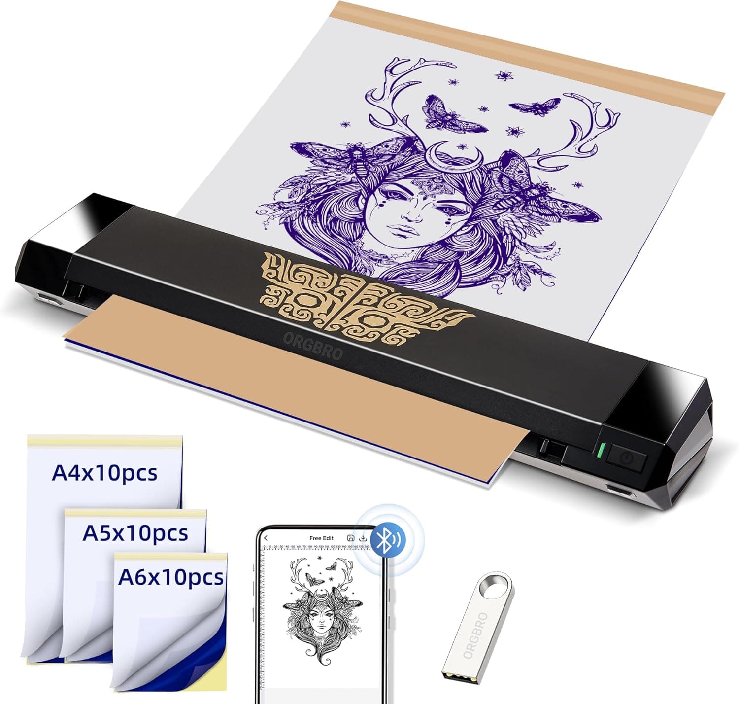 ORGBRO X8 Termocopiadora Tattoo, Impresora Térmica Tattoo Bluetooth