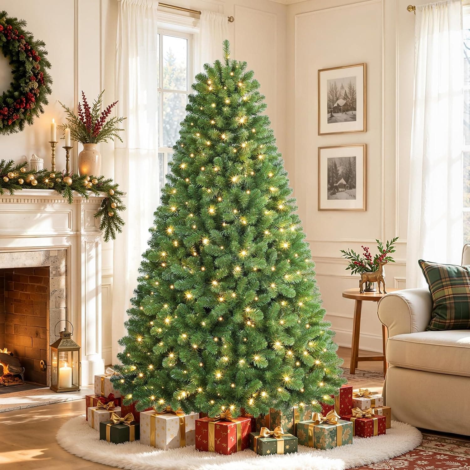 Alupssuc Arbol de Navidad 180 cm con Luces Incorporadas, 13 Modos