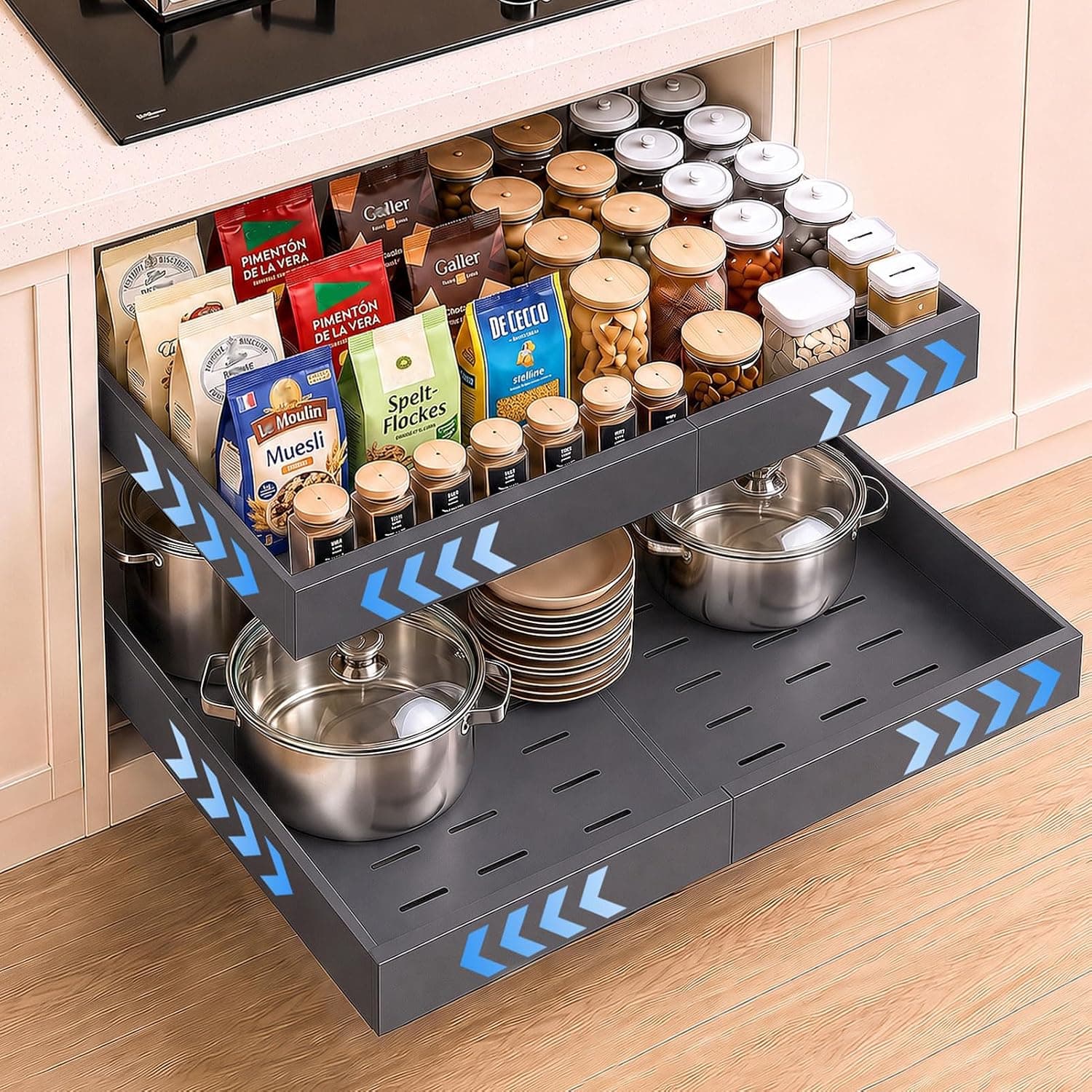 PNNP Cajones Extraibles para Cocina 2 piezas: 52 cm de profundidad