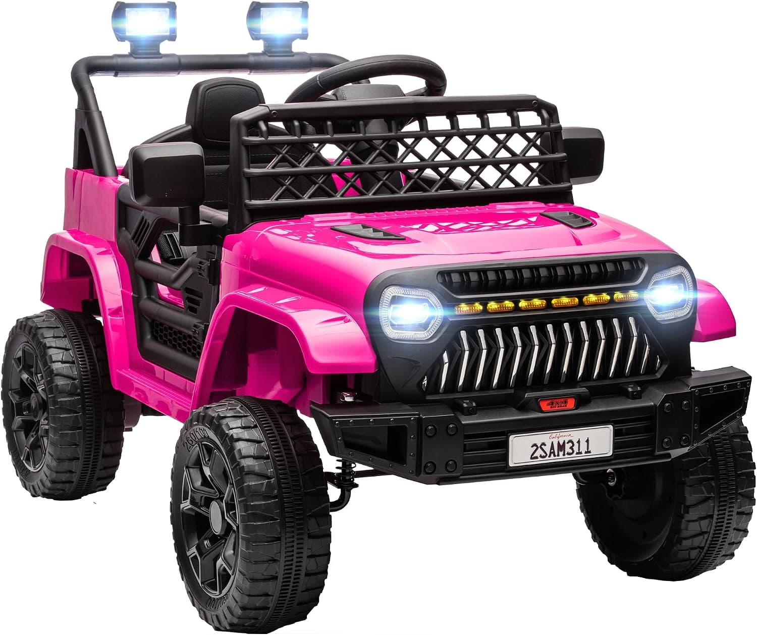 AIYAPLAY Coche Eléctrico para Niños +3 Años 12V con Mando Rosa Fucsia