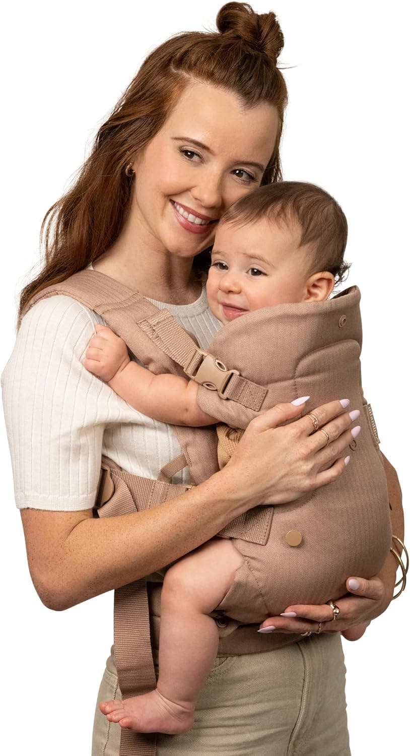 Infantino Flip Luxe Mochila Portabebés 4-En-1, Ergonómico, Soporte Lumbar, Tejido Premium, 3,2–16 Kg, Affogato