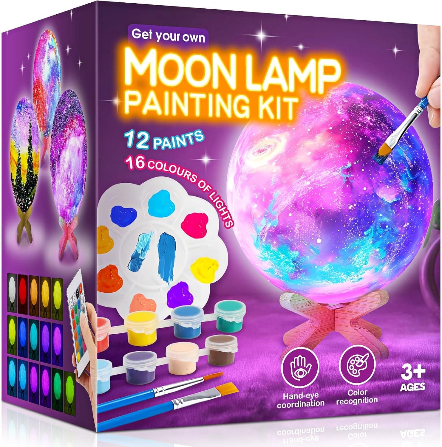 Toyzey Juego de Manualidades Pintura con lámpara de, Pintura 3D Luz Nocturna, lámpara de Luna DIY, Juego Creativo para niños, Regalo de cumpleaños, Juego de Manualidades para niñas de 6 a 12