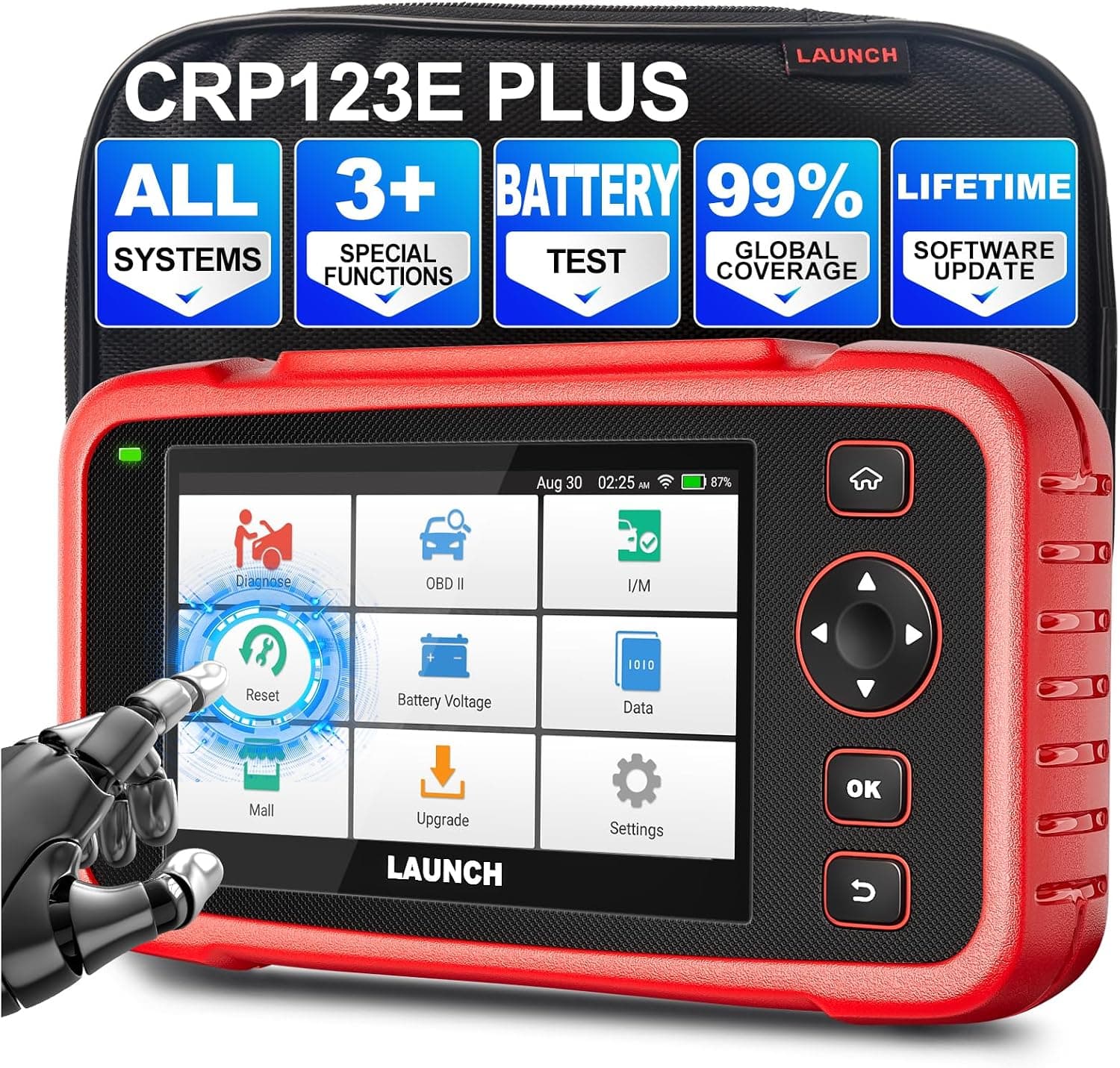 Escáner OBD2 Herramienta de diagnóstico de Coche LAUNCH CRP123E Plus, diagnóstico para Todos los Sistemas, con 3 reinicios Especiales de reinicio, reinicio SAS, reinicio de Aceite, Aprendizaje del