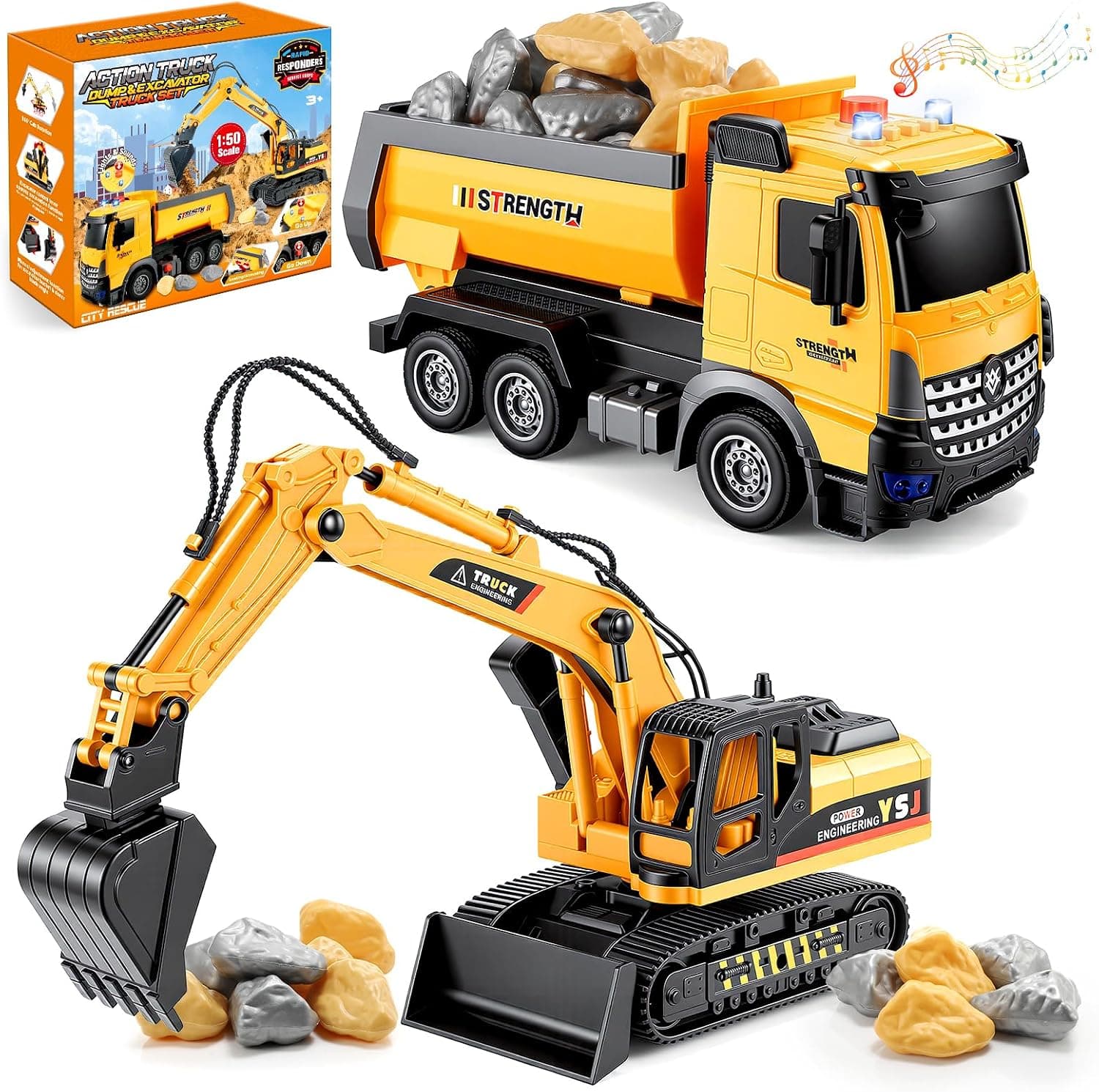 EUCOCO Juguetes Niños 3 4 5 6 7 8 Años, Camiones De Juguete para Niños 3-8 Años Regalo Niño 3-8 Años Excavadora Juguete Regalos Cumpleaños Niños Coches para Niños Vehiculos Construccion Juguete