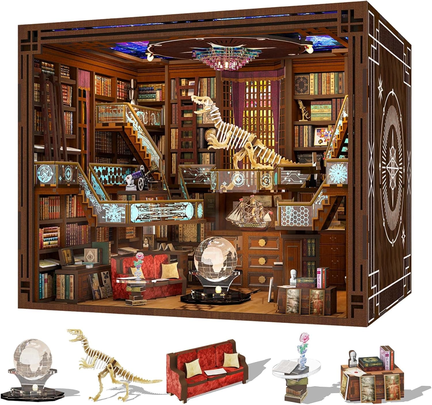 MiniCity Book Nook Kit, DIY Miniatur Dollhouse Booknook Kit(Beyond Library MAX)