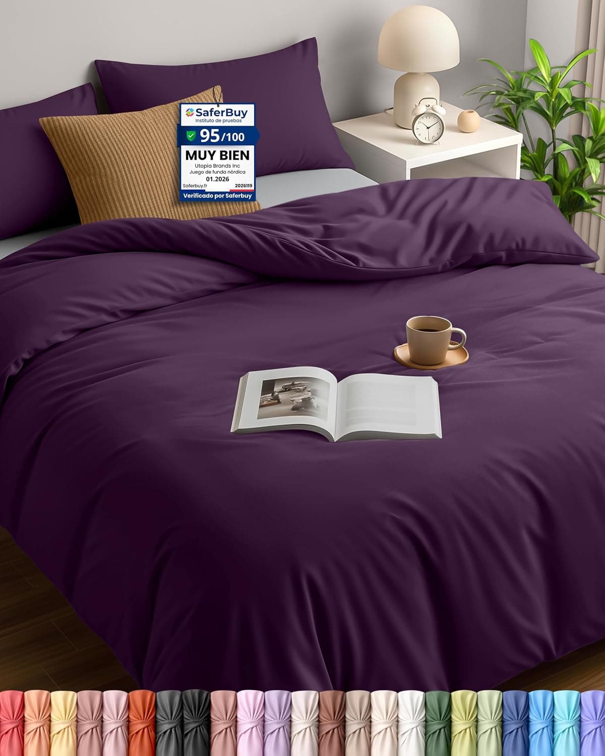 Utopia Bedding Funda Nordica Cama 105 200x200, Púrpura