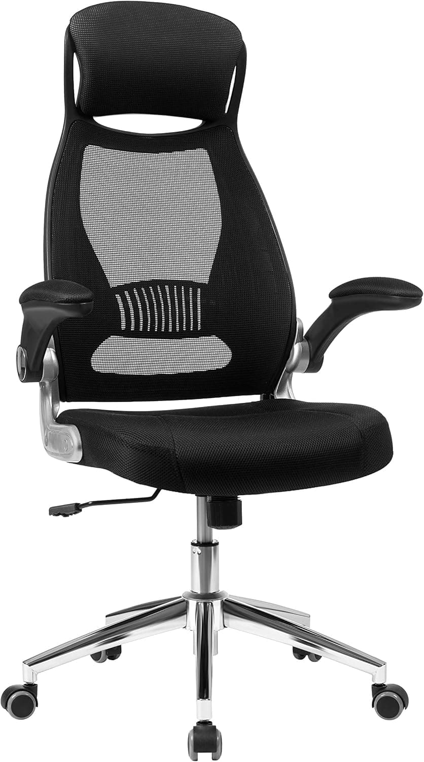 SONGMICS Silla de Escritorio de Malla, con Reposacabezas, Altura Ajustable