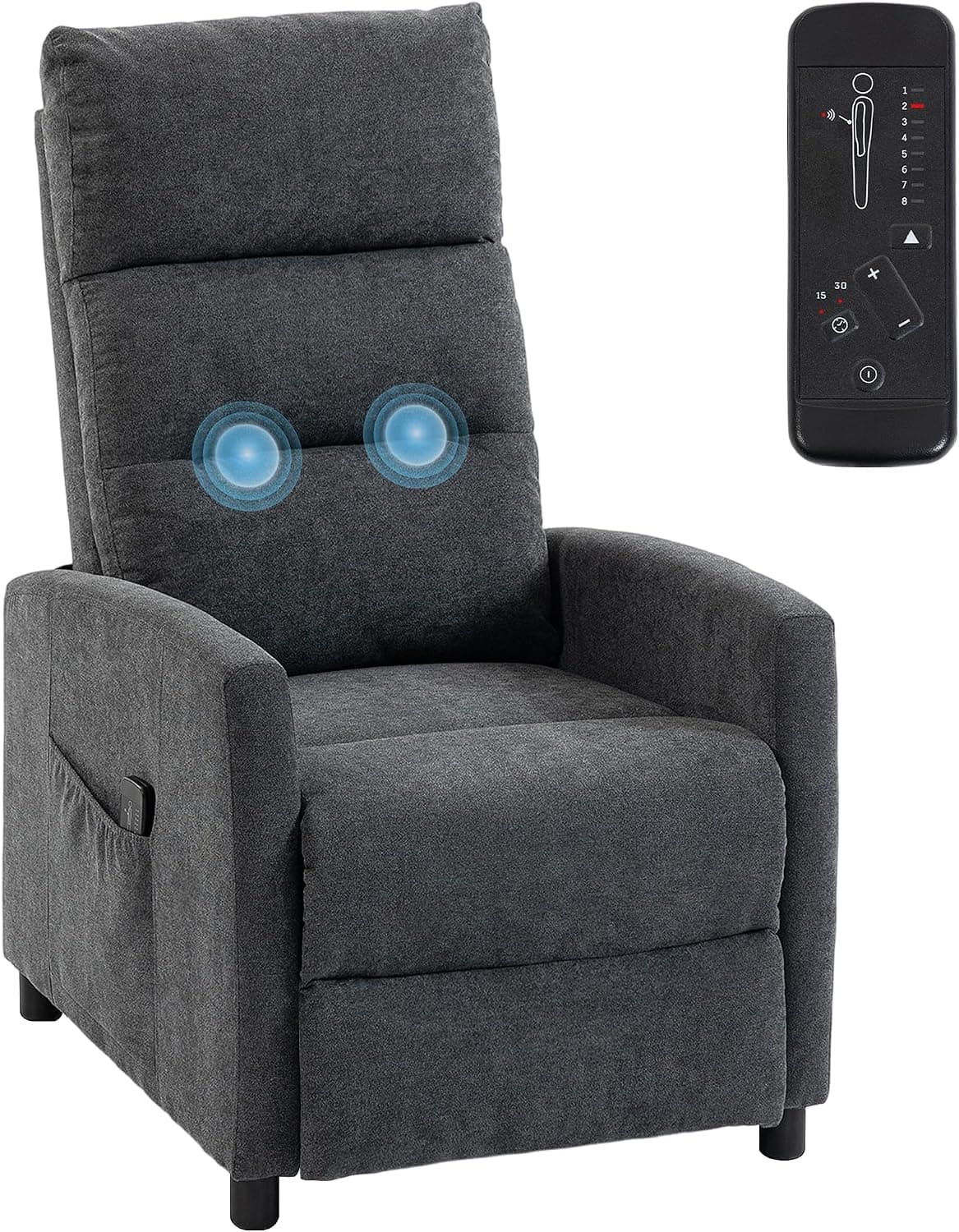 HOMCOM Sillón de Masaje Reclinable 160° Reposapiés 66x91x108 cm Gris Oscuro
