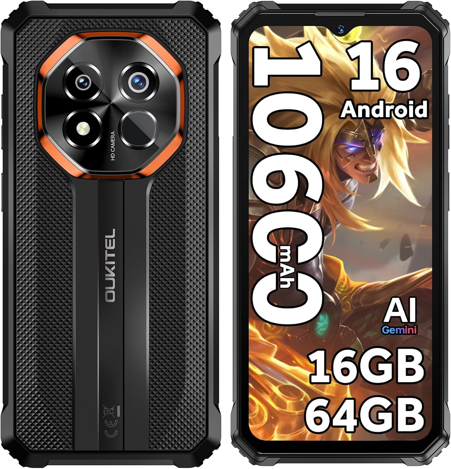 G7 Móvil Irrompible 2026, 10600mAh Móvil Resistente, 16GB+64GB/1TB