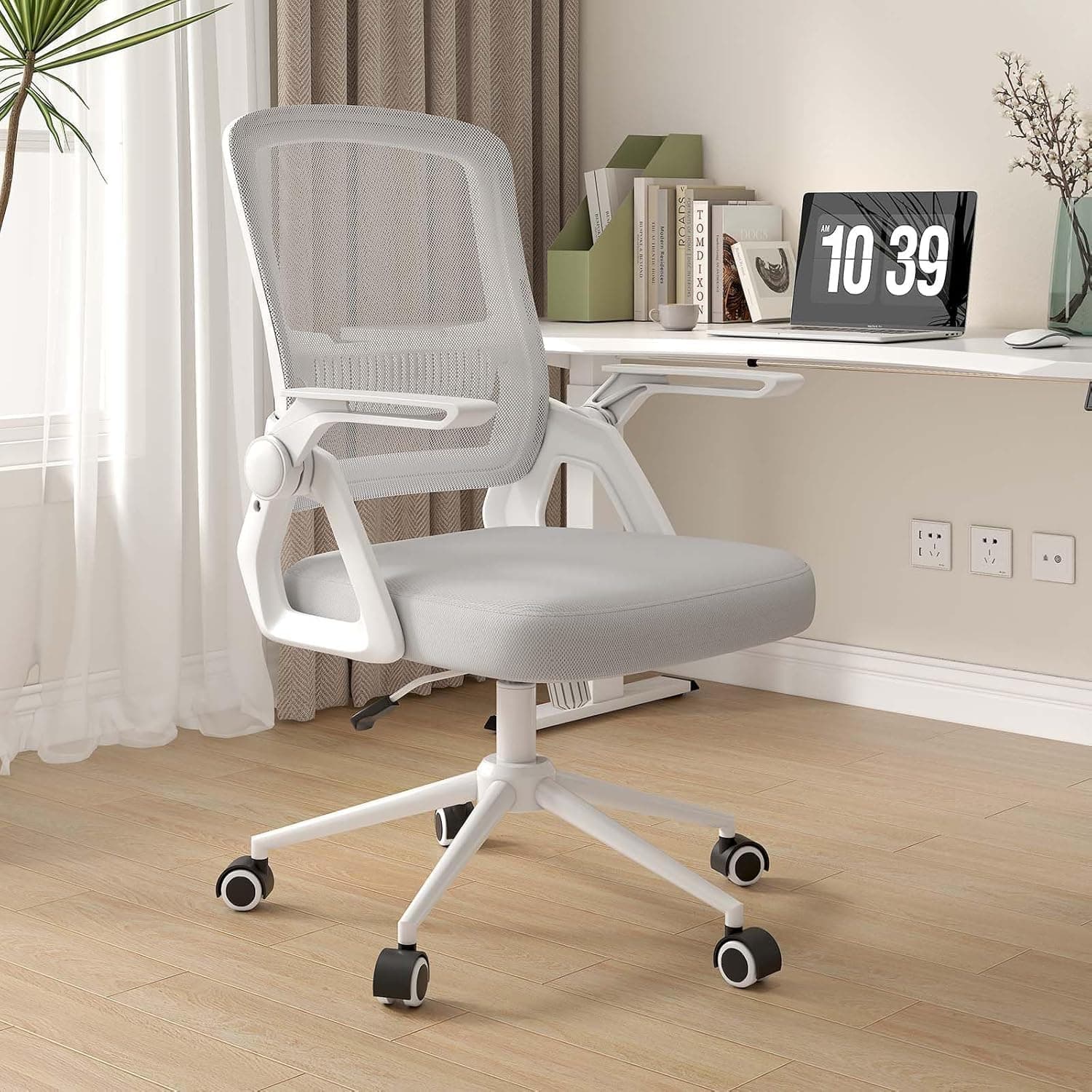 naspaluro Silla Escritorio Ergonómica Gris para Hogar y Oficina
