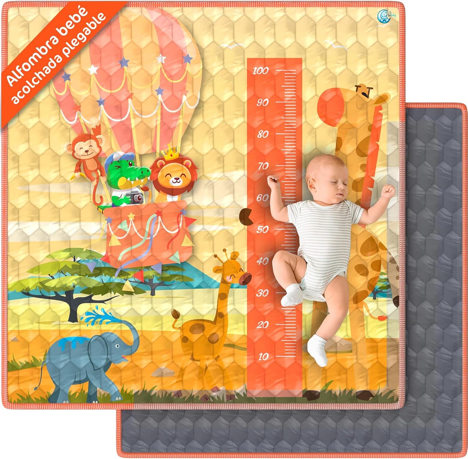 Alfombra Bebe Acolchada Plegable 120x120 cm Colchoneta Gateo Valbabycare