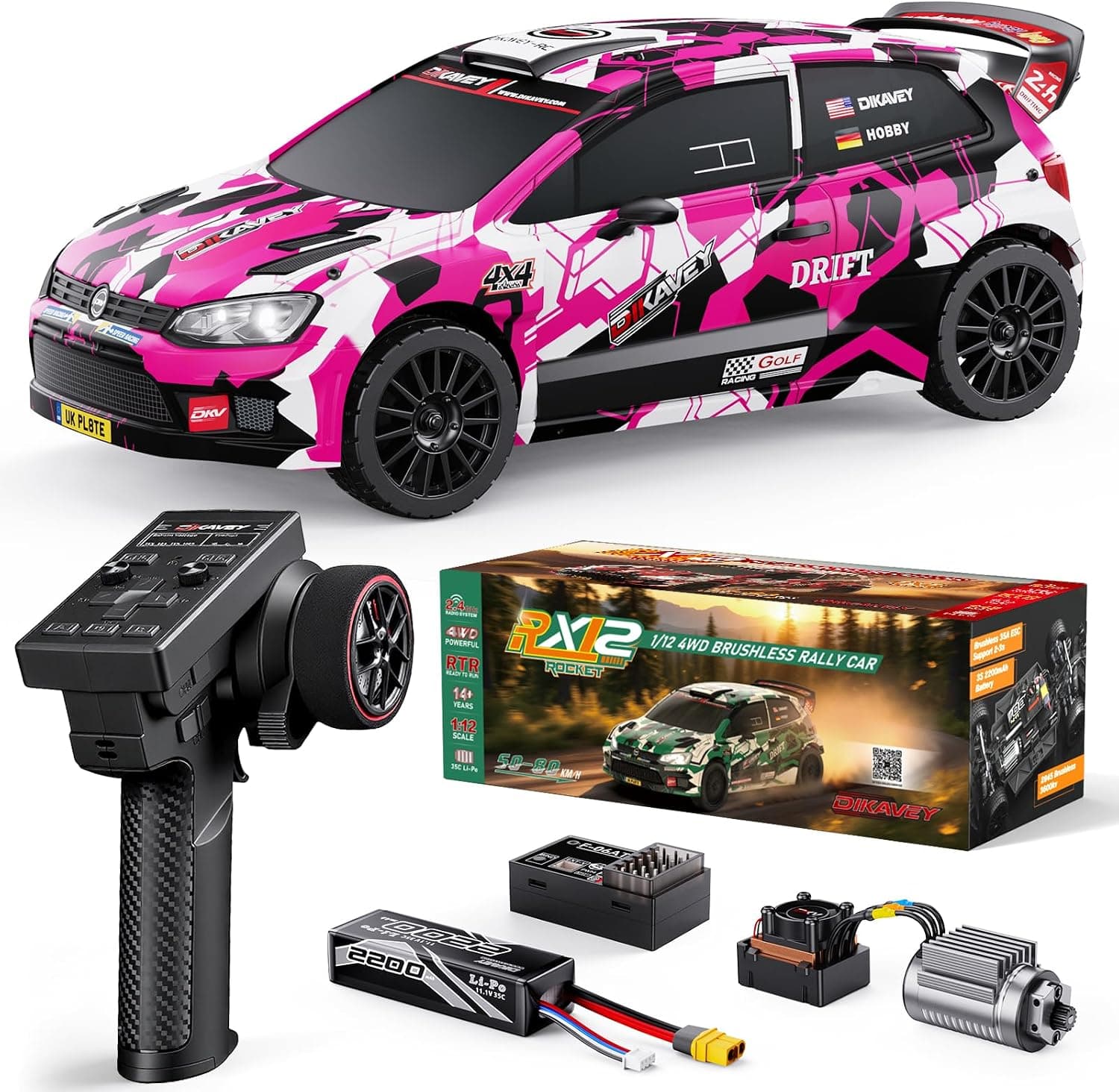 1/12 Coches RC rápidos para adultos,Coche teledirigido de deriva