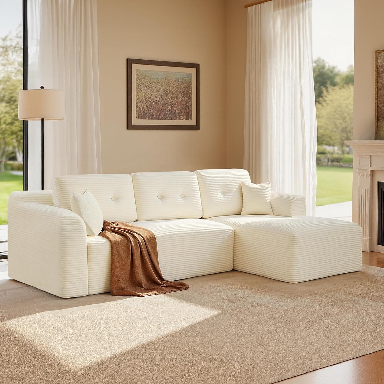 VASAGLE Sofá Esquinero Sin Montaje, Sofá Modular de 244 cm