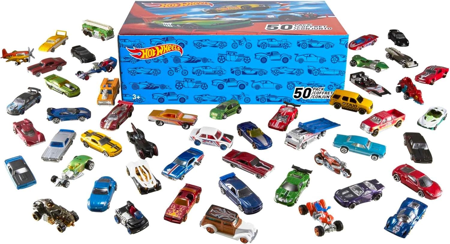 Hot Wheels Pack 50 Vehículos, Coches de Juguete (Modelos Surtidos, selección aleatoria), V6697