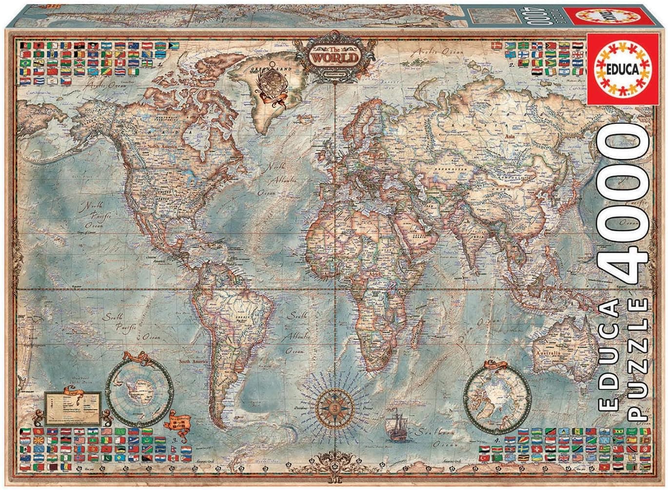 Educa - Puzzle de 4000 Piezas para Adultos | El Mundo, Mapa Político | Incluye Servicio de Pieza perdida hasta agotar existencias | A Partir de 14 años (14827)