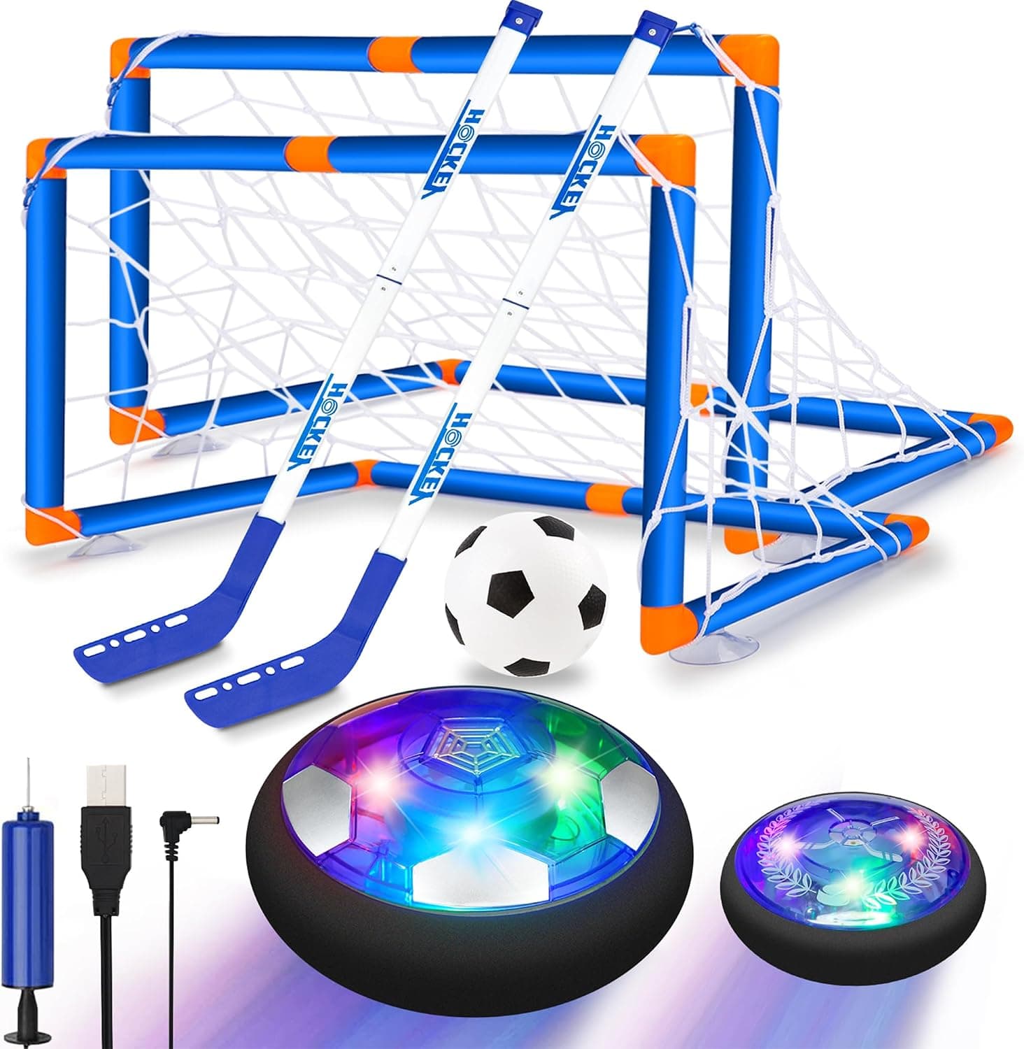 SUNNOW Balon Futbol Flotante - 3 en 1 Air Power Soccer Recargable con 2 Porteria Futbol Niños Juego Futbol Niños Balon Flotante Juguetes para Niños Niñas 3 4 5 6 7 8-12 Años