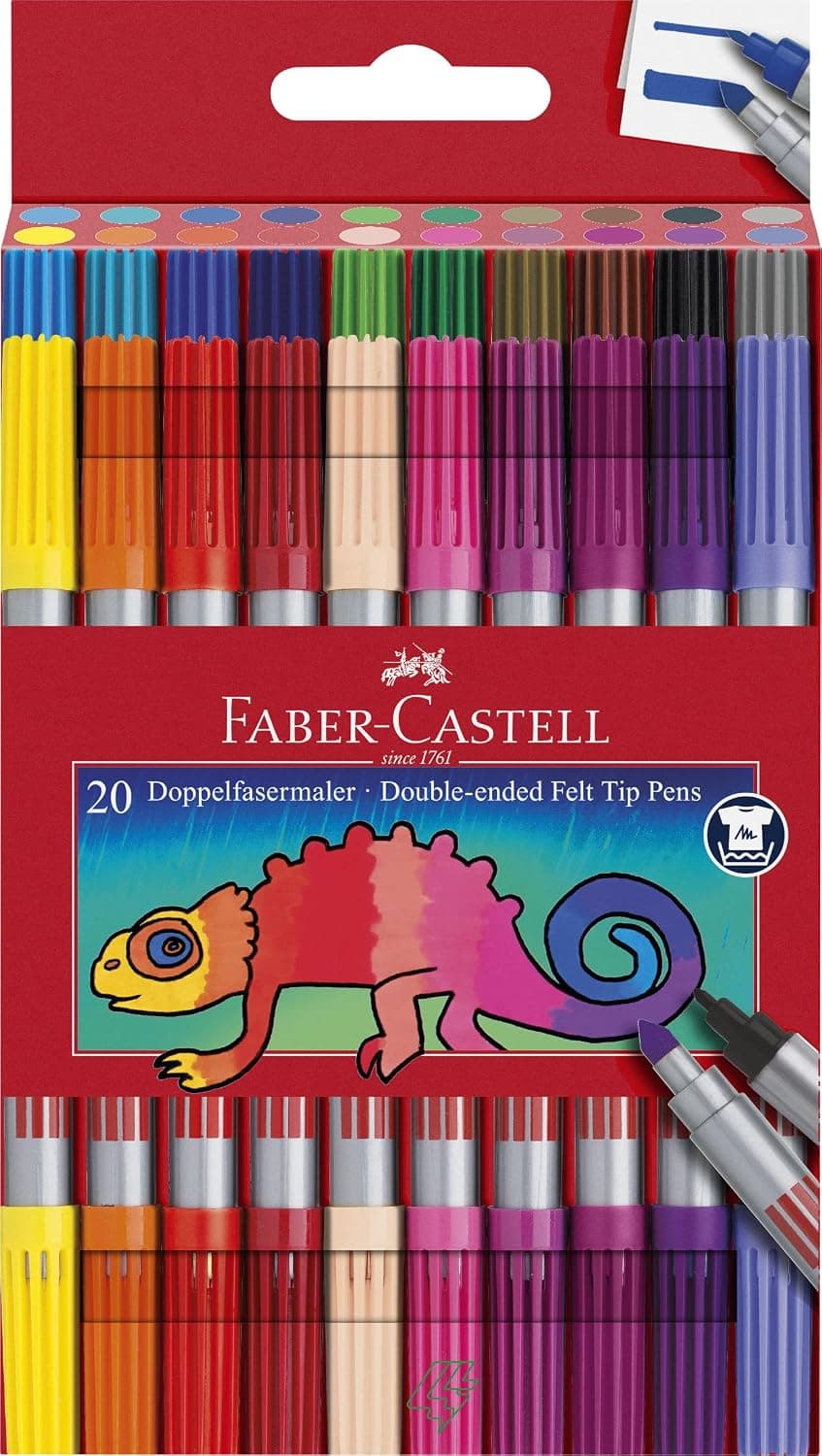 Faber-Castell - Set de rotuladores, 20 rotuladores de doble punta