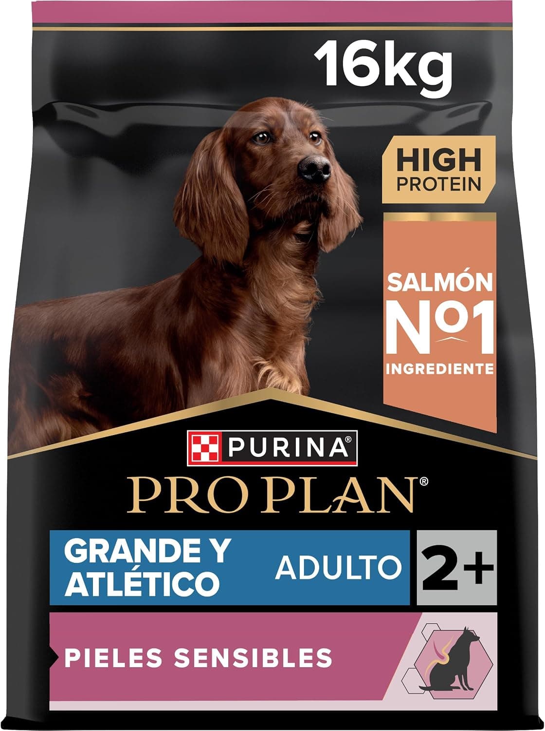 Purina Pro Plan Large Adult Athletic Derma Pienso para Perro Grande Adulto, Piel y Pelaje con Salmón, Saco de 16kg